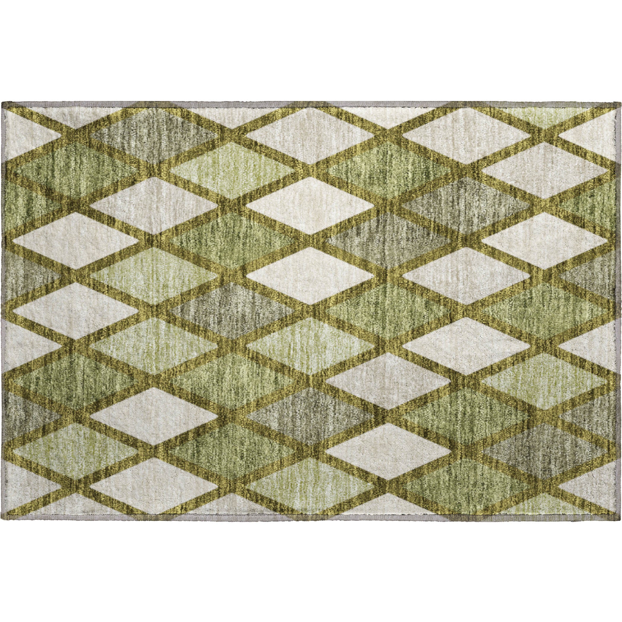 Queenstown Machine Washable Transitional Olive Green Rug 1'8" x 2'6" #shape_Rectangle