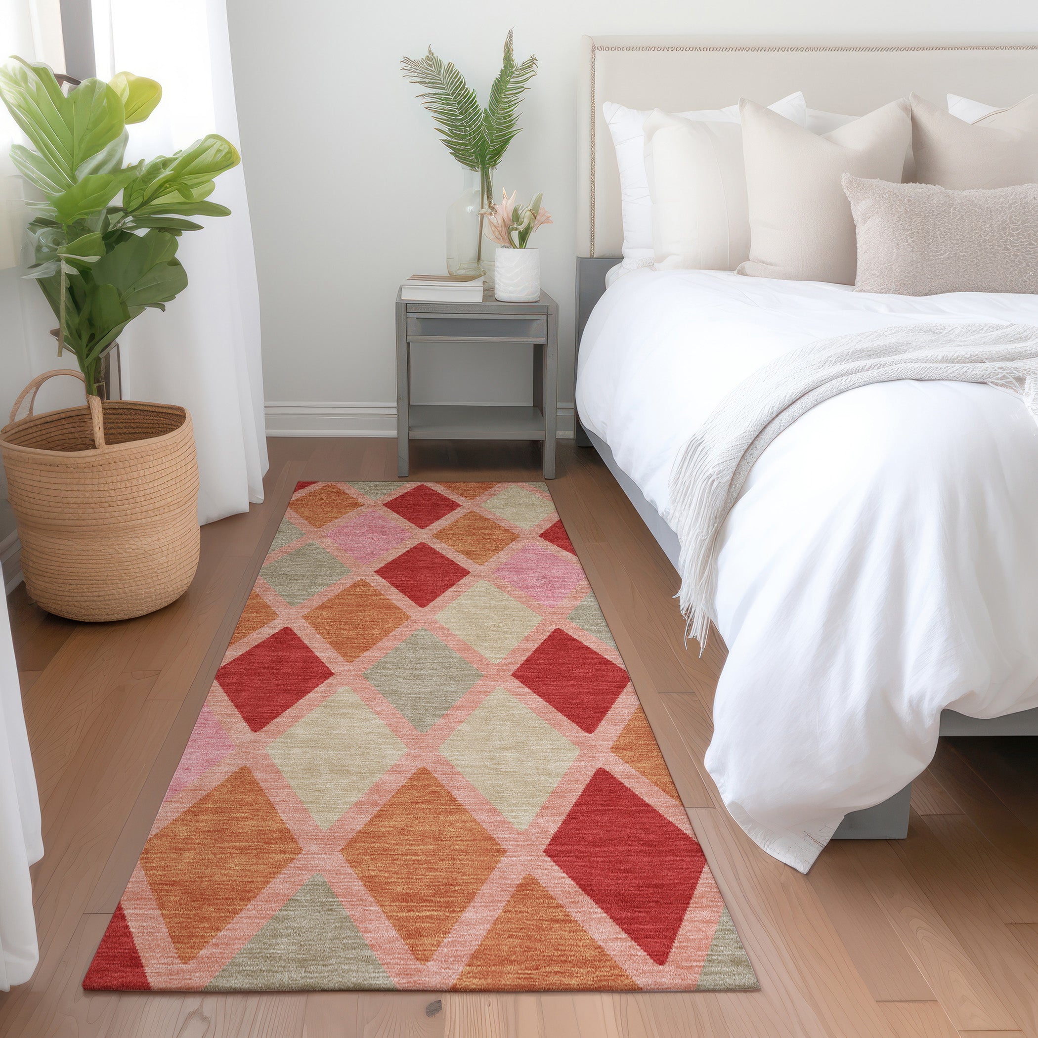 Queenstown Machine Washable Transitional Pink Rug 2'3" x 7'6" #shape_Runner