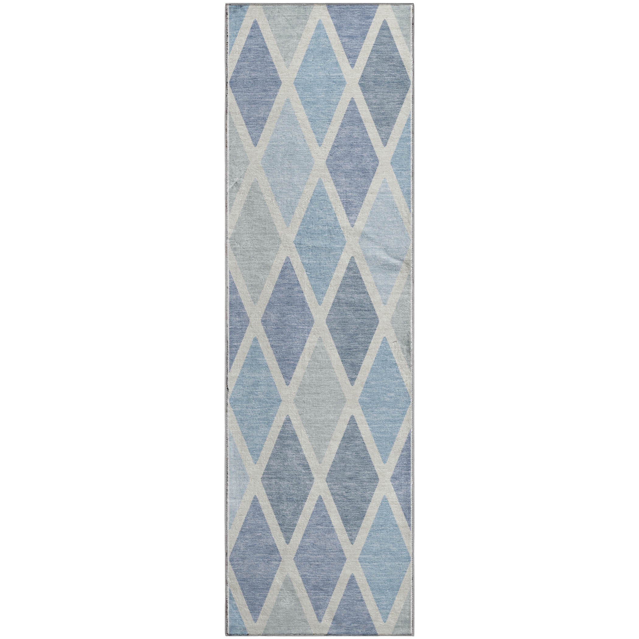 Queenstown Machine Washable Transitional Sky Blue Rug 2'3" x 7'6" #shape_Runner