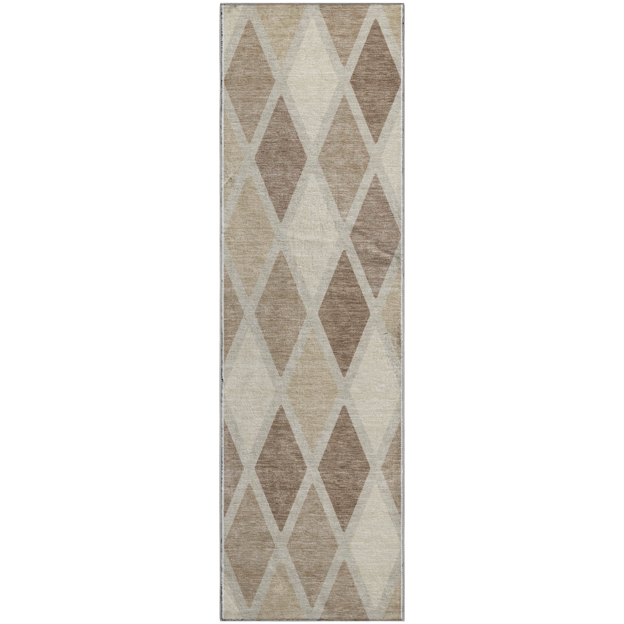 Queenstown Machine Washable Transitional Taupe Brown Rug 2'3" x 7'6" #shape_Runner