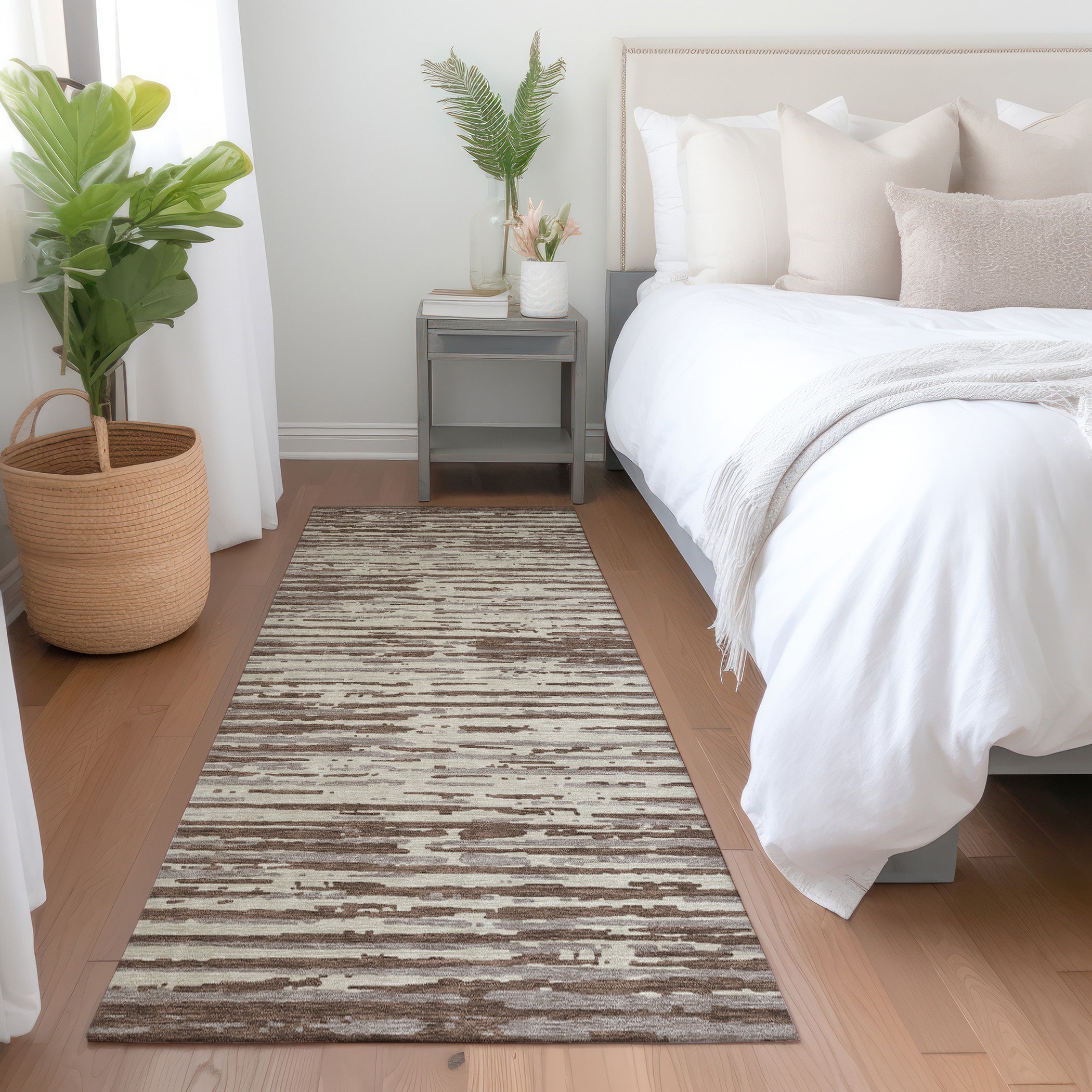 Chiang Mai Machine Washable Transitional Brown Rug 2'3" x 7'6" #shape_Runner