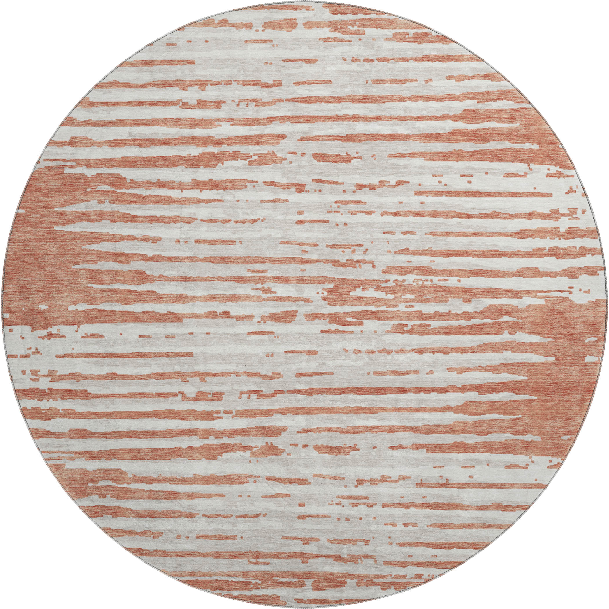 Chiang Mai Machine Washable Transitional Coral Orange Rug 8' x 8' #shape_Round