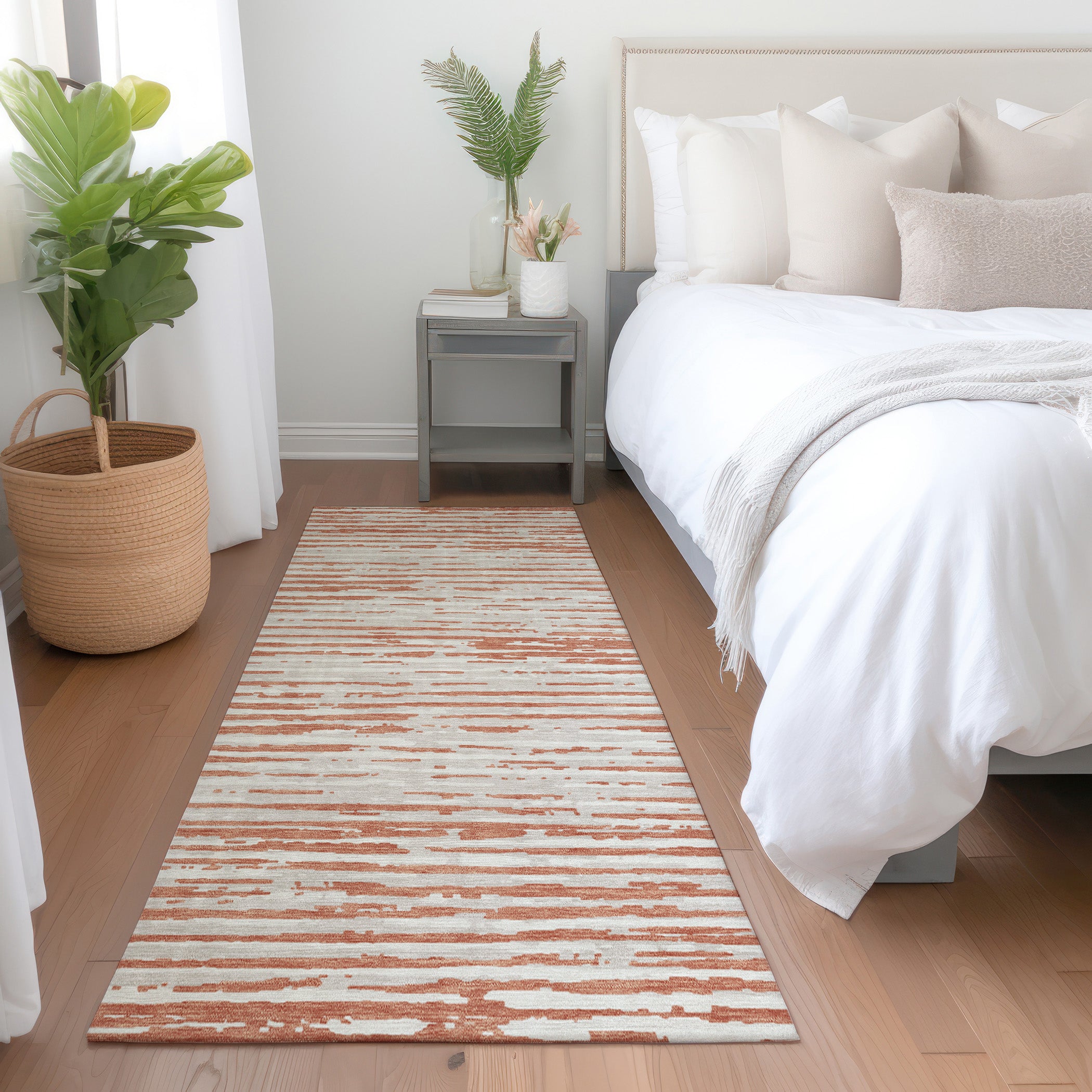 Chiang Mai Machine Washable Transitional Coral Orange Rug 2'3" x 7'6" #shape_Runner