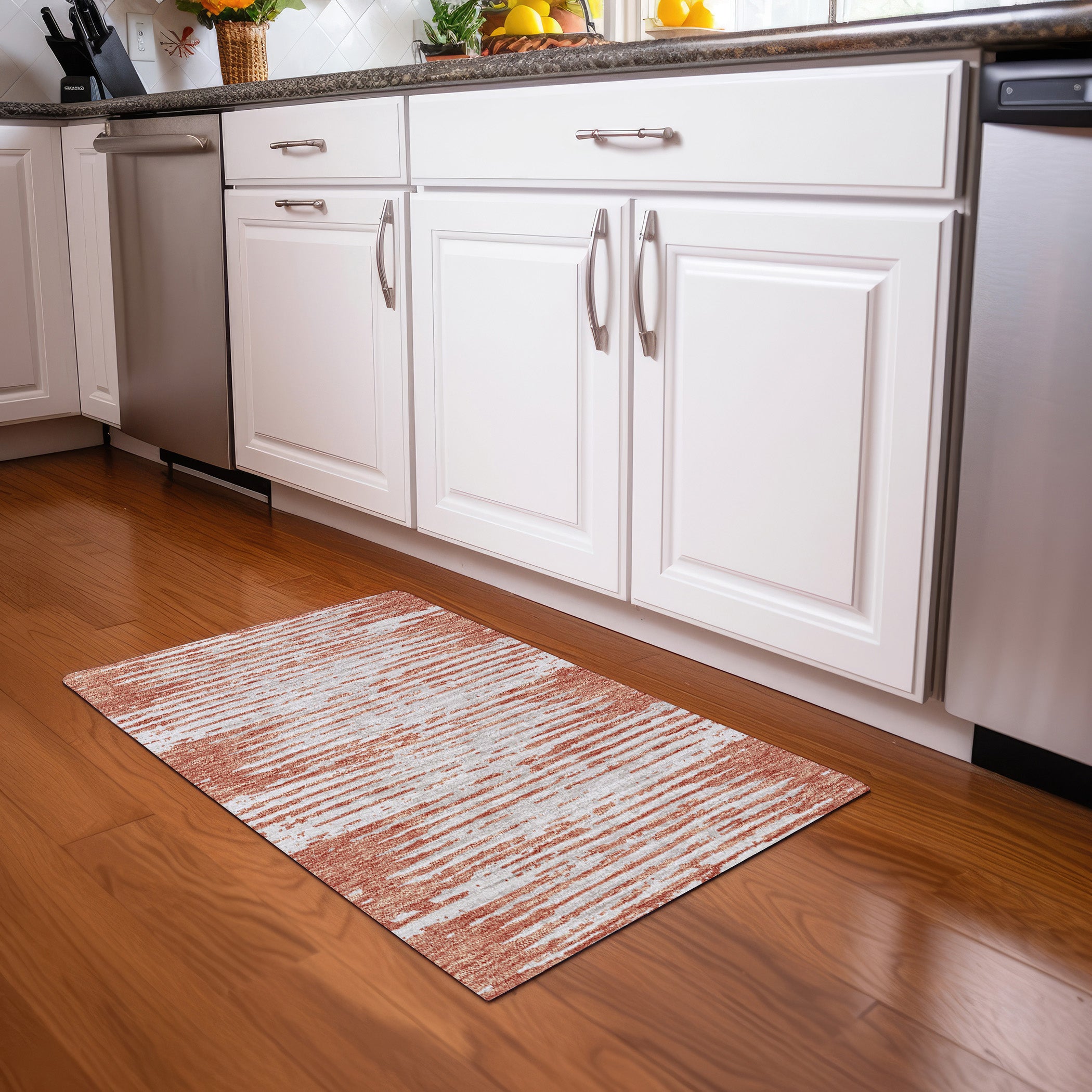 Chiang Mai Machine Washable Transitional Coral Orange Rug 1'8" x 2'6" #shape_Rectangle