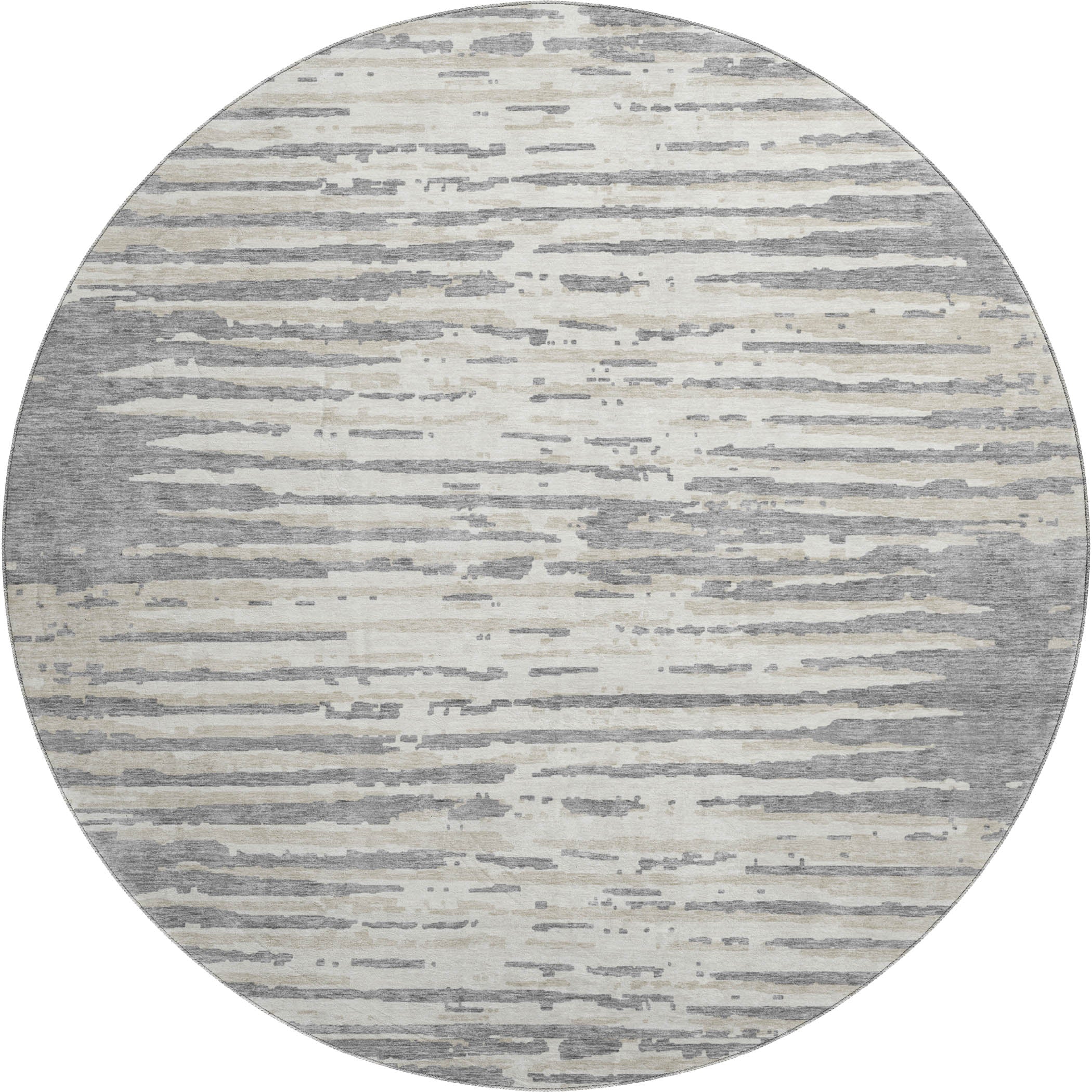 Chiang Mai Machine Washable Transitional Gray Rug 8' x 8' #shape_Round