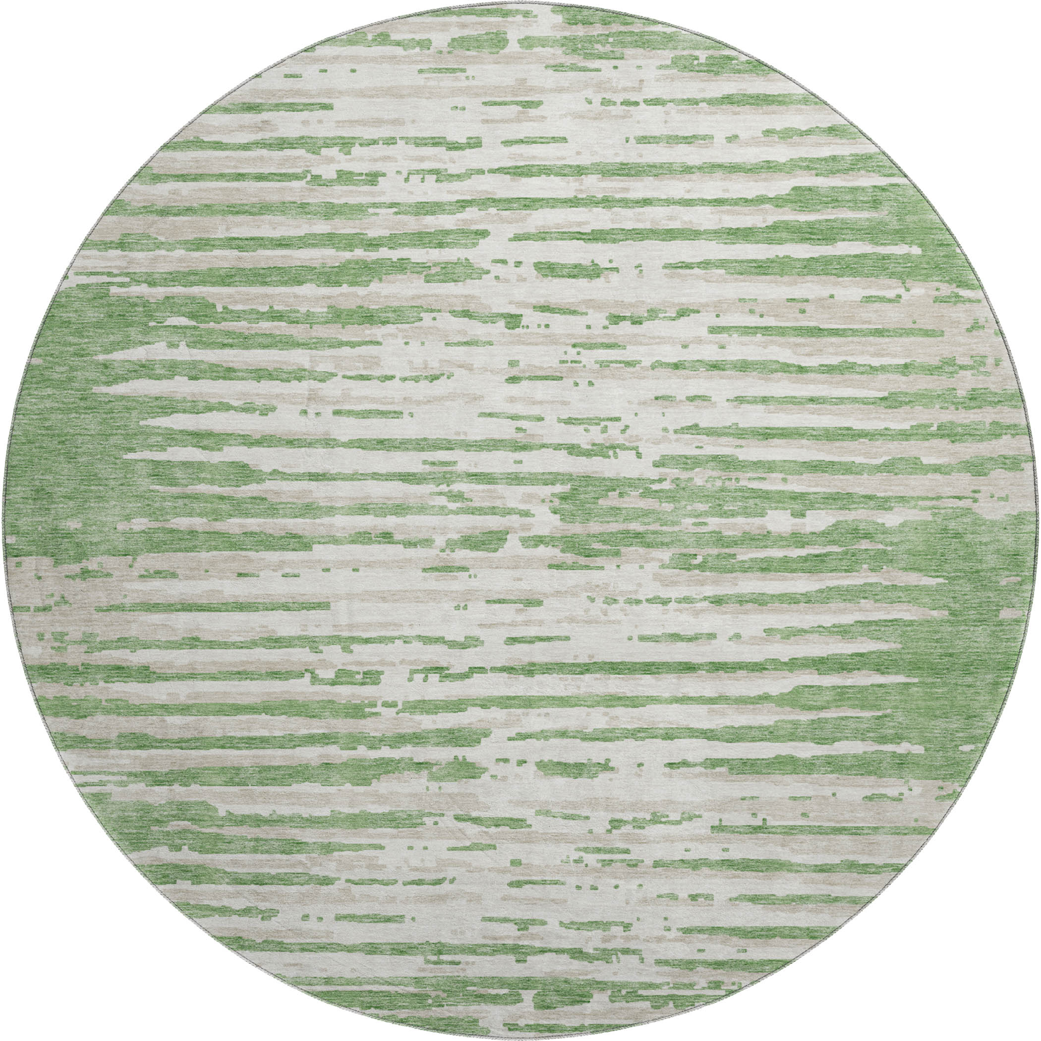 Chiang Mai Machine Washable Transitional Green Rug 8' x 8' #shape_Round