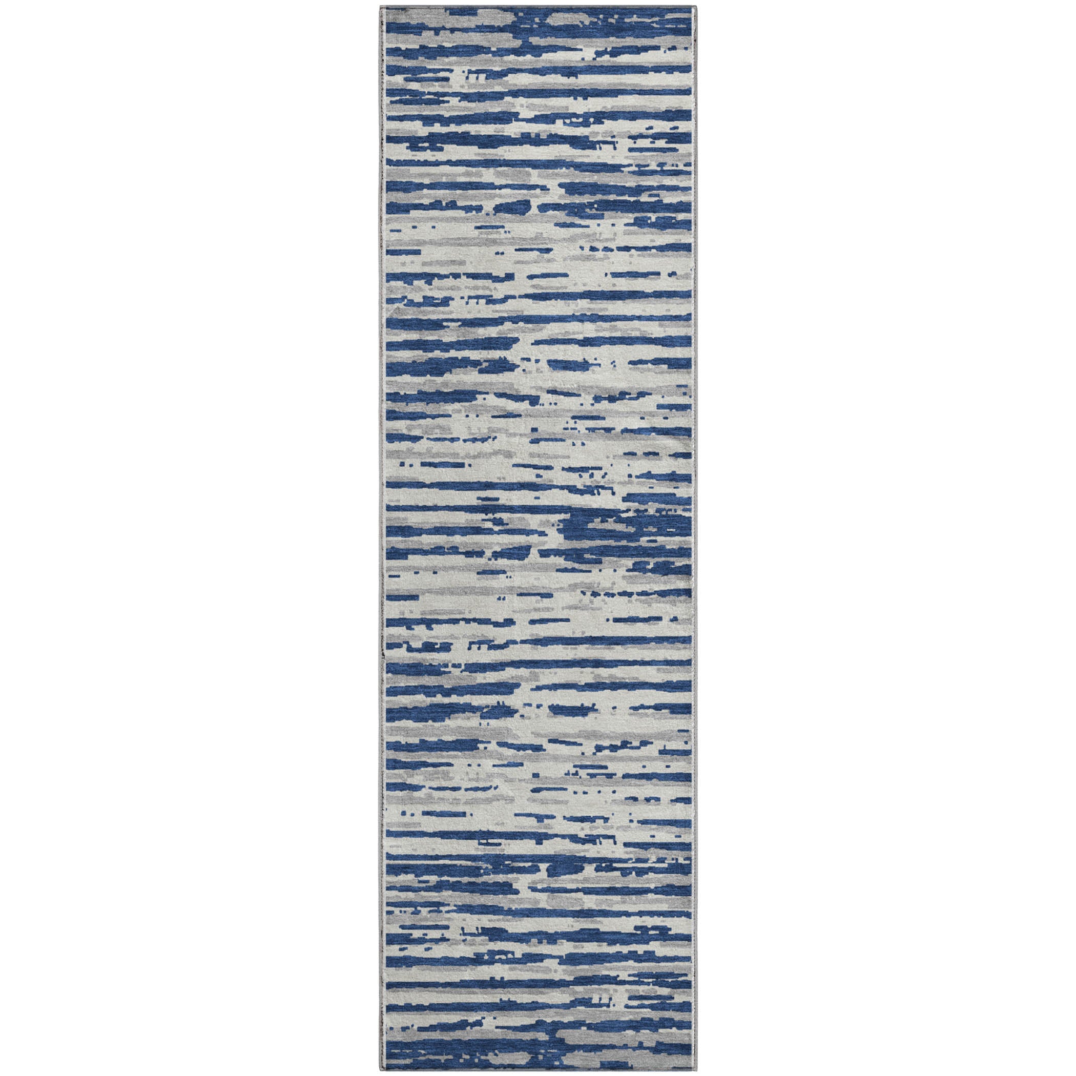 Chiang Mai Machine Washable Transitional Navy Blue Rug 2'3" x 7'6" #shape_Runner