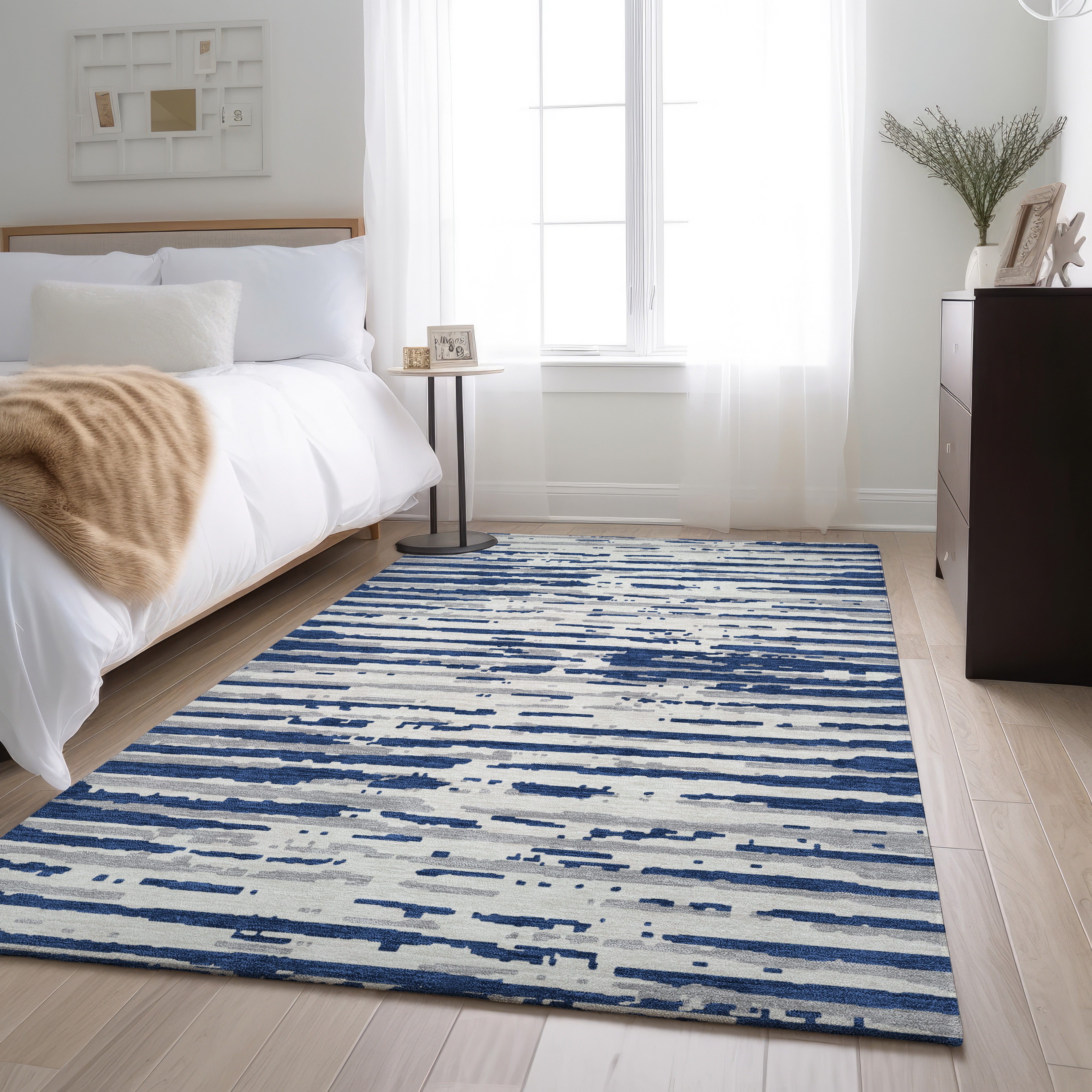Chiang Mai Machine Washable Transitional Navy Blue Rug 2'6" x 3'10" #shape_Rectangle