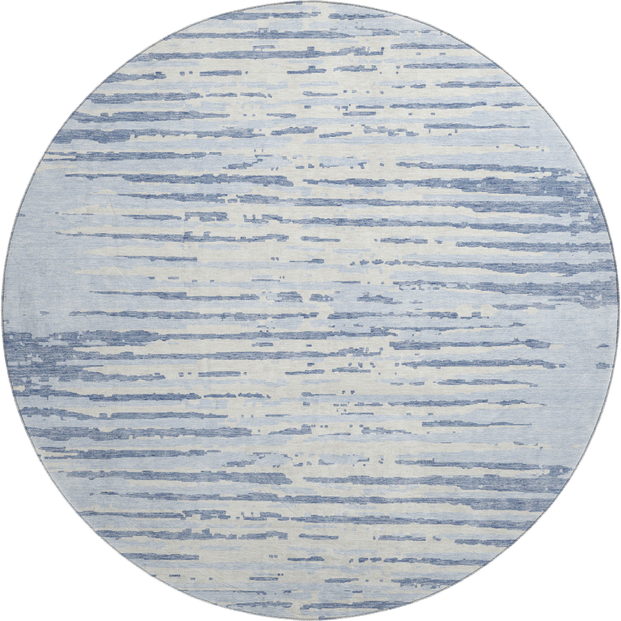 Chiang Mai Machine Washable Transitional Sky Blue Rug 8' x 8' #shape_Round