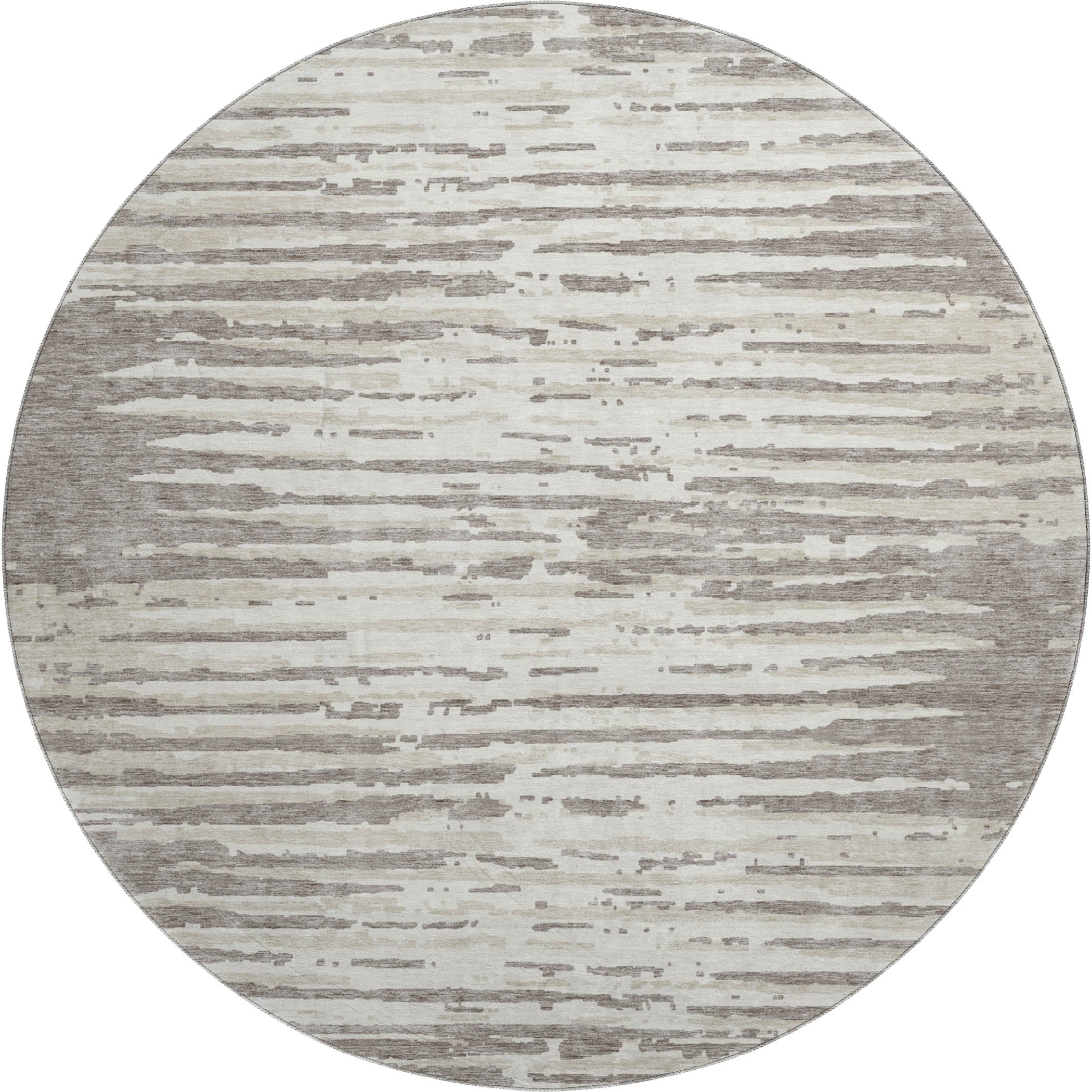 Chiang Mai Machine Washable Transitional Taupe Brown Rug 8' x 8' #shape_Round