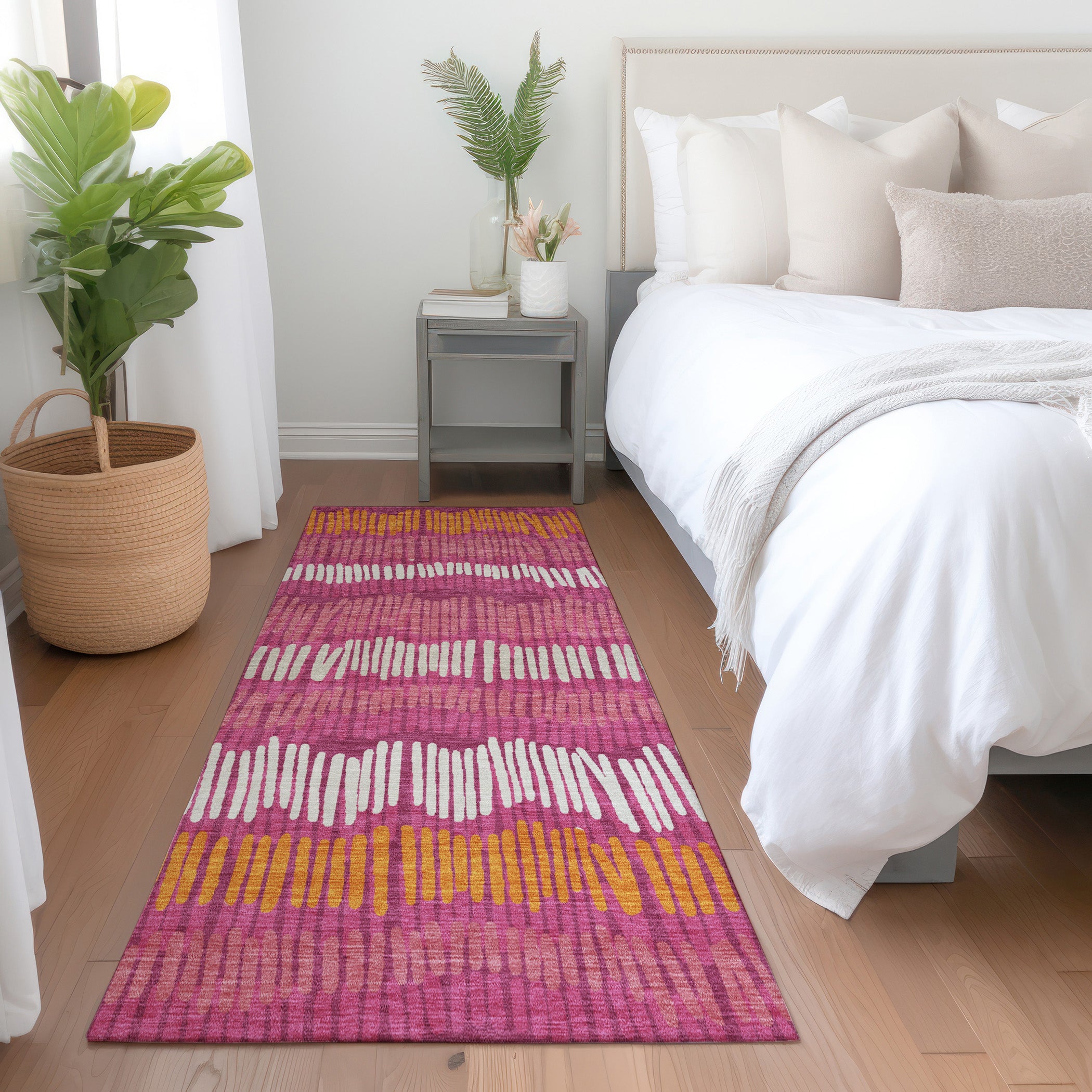Lima Machine Washable Transitional Blush Pink Rug 2'3" x 7'6" #shape_Runner