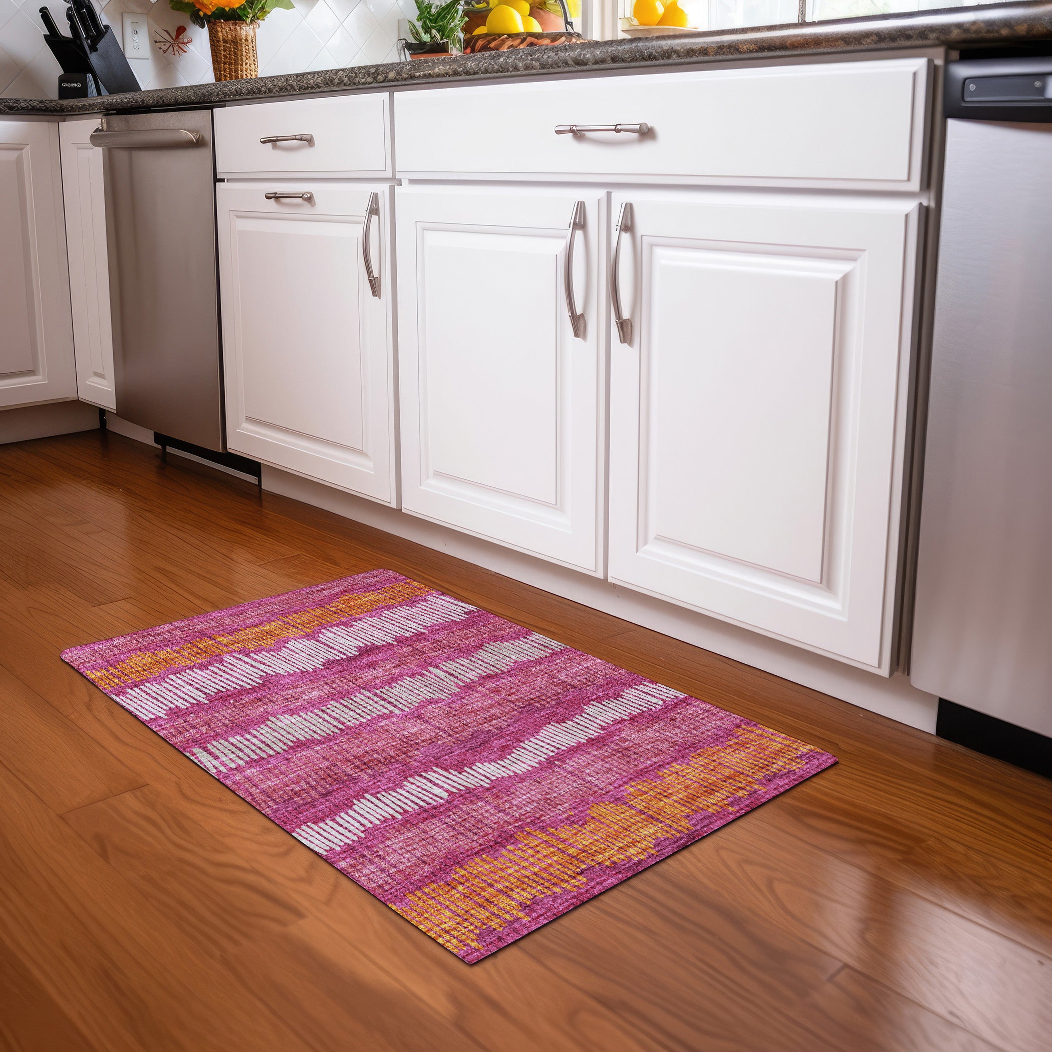Lima Machine Washable Transitional Blush Pink Rug 1'8" x 2'6" #shape_Rectangle