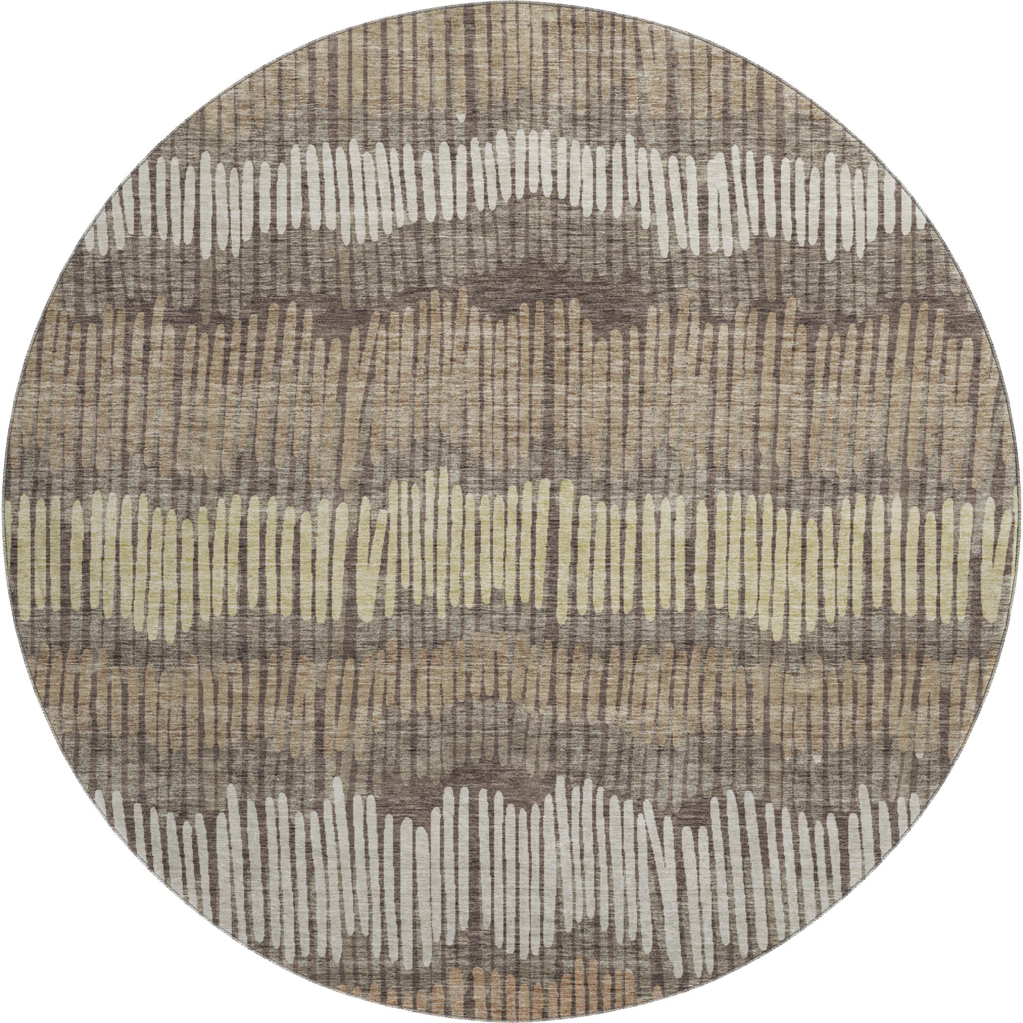 Lima Machine Washable Transitional Brown Rug 8' x 8' #shape_Round