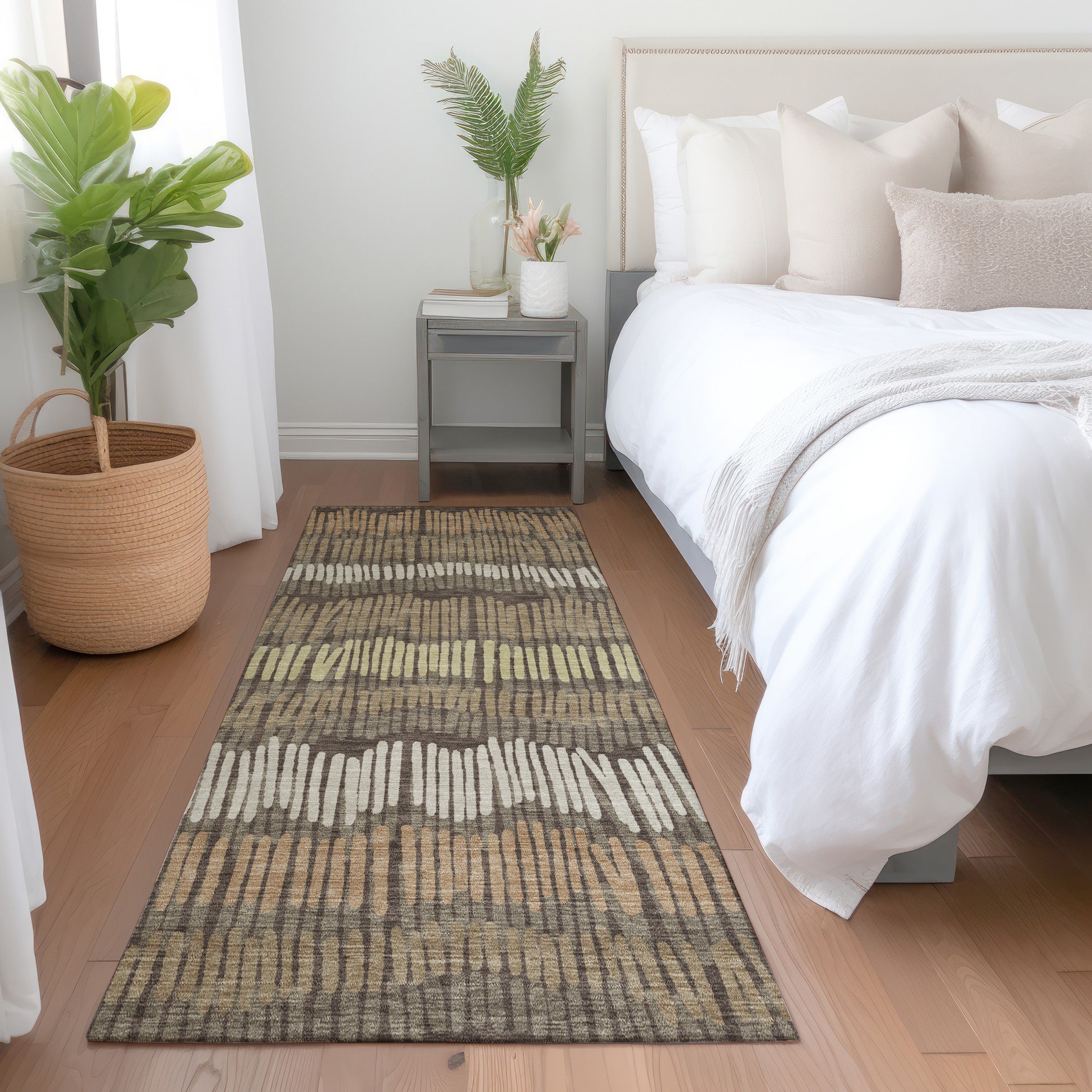 Lima Machine Washable Transitional Brown Rug 2'3" x 7'6" #shape_Runner