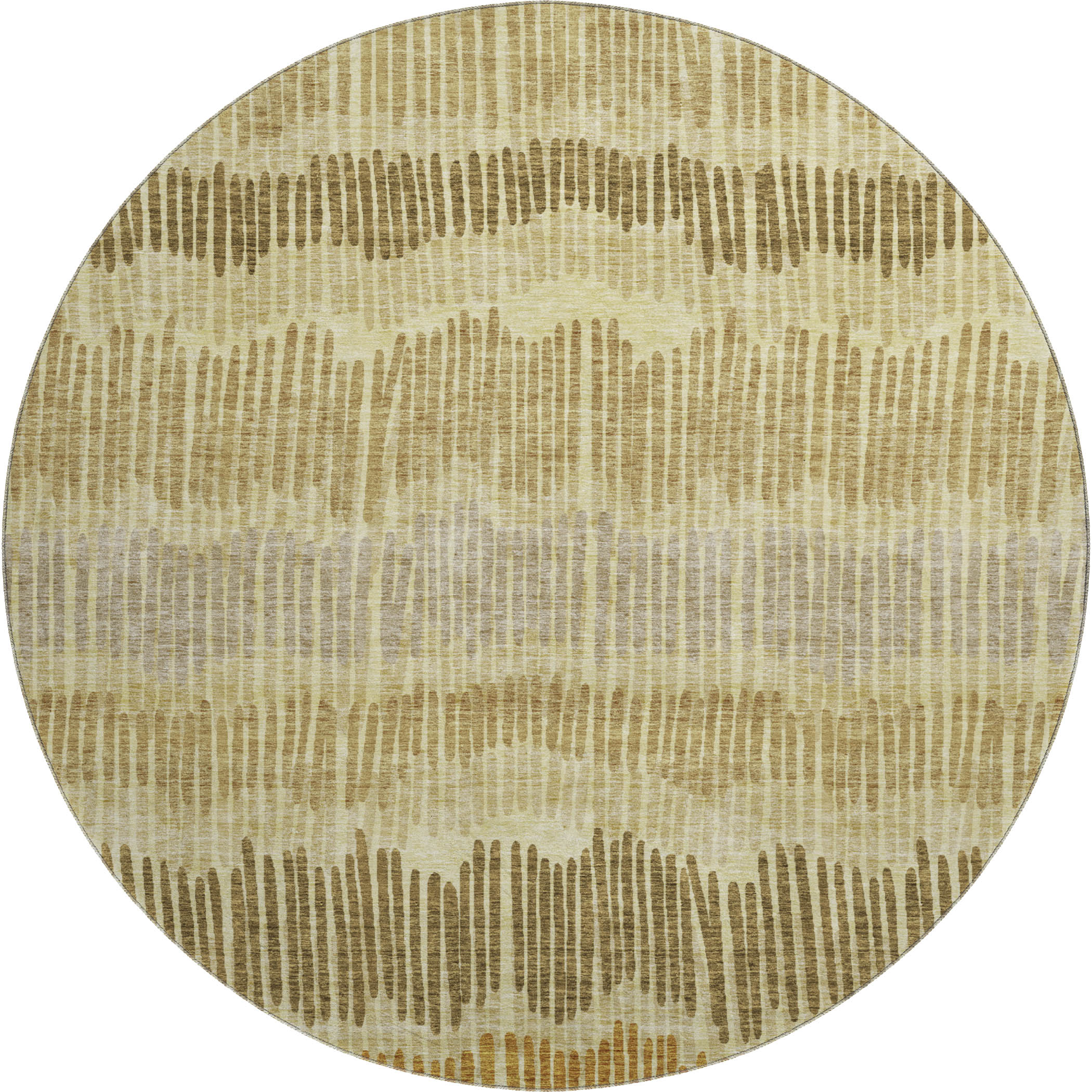 Lima Machine Washable Transitional Gold Rug 8' x 8' #shape_Round