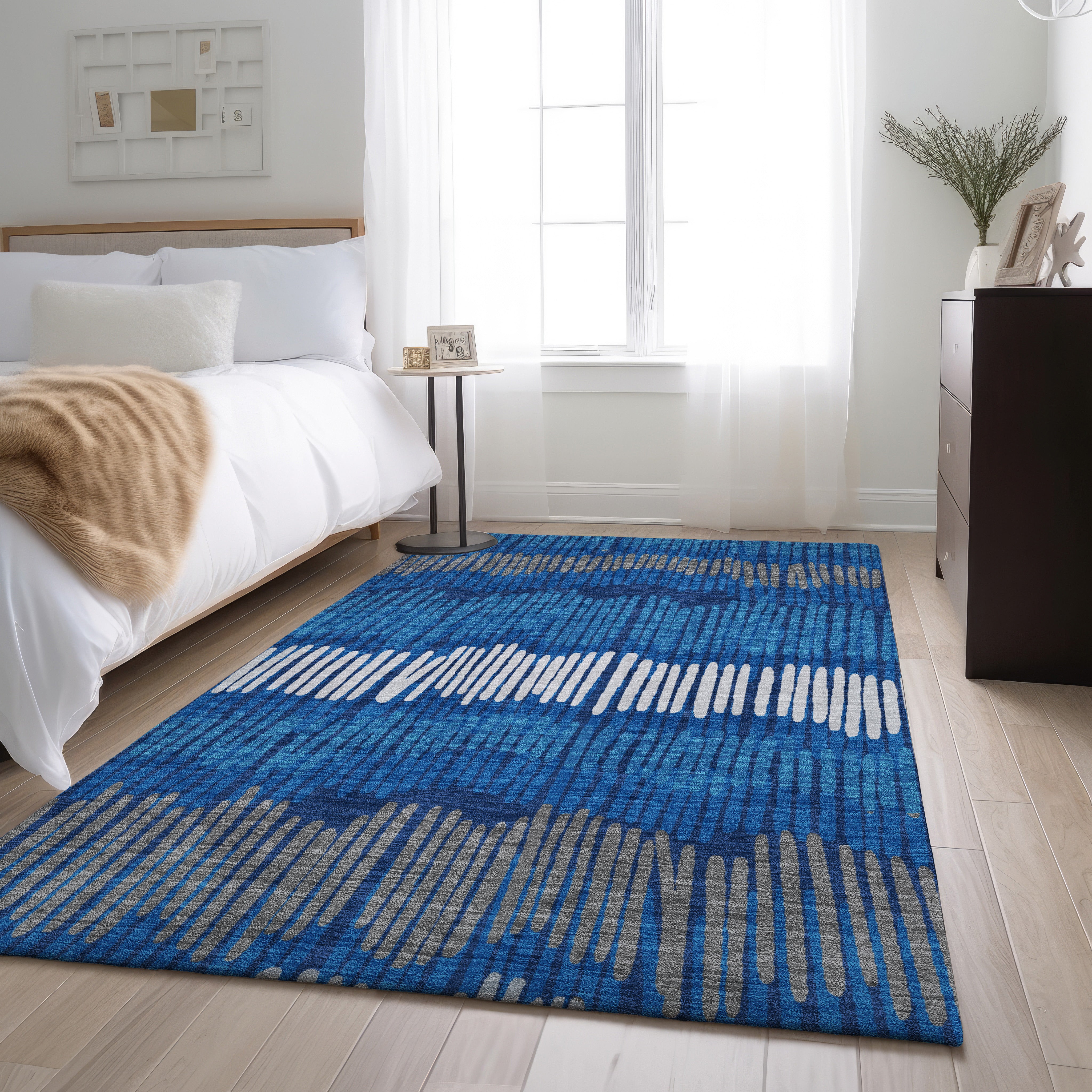 Lima Machine Washable Transitional Navy Blue Rug 2'6" x 3'10" #shape_Rectangle