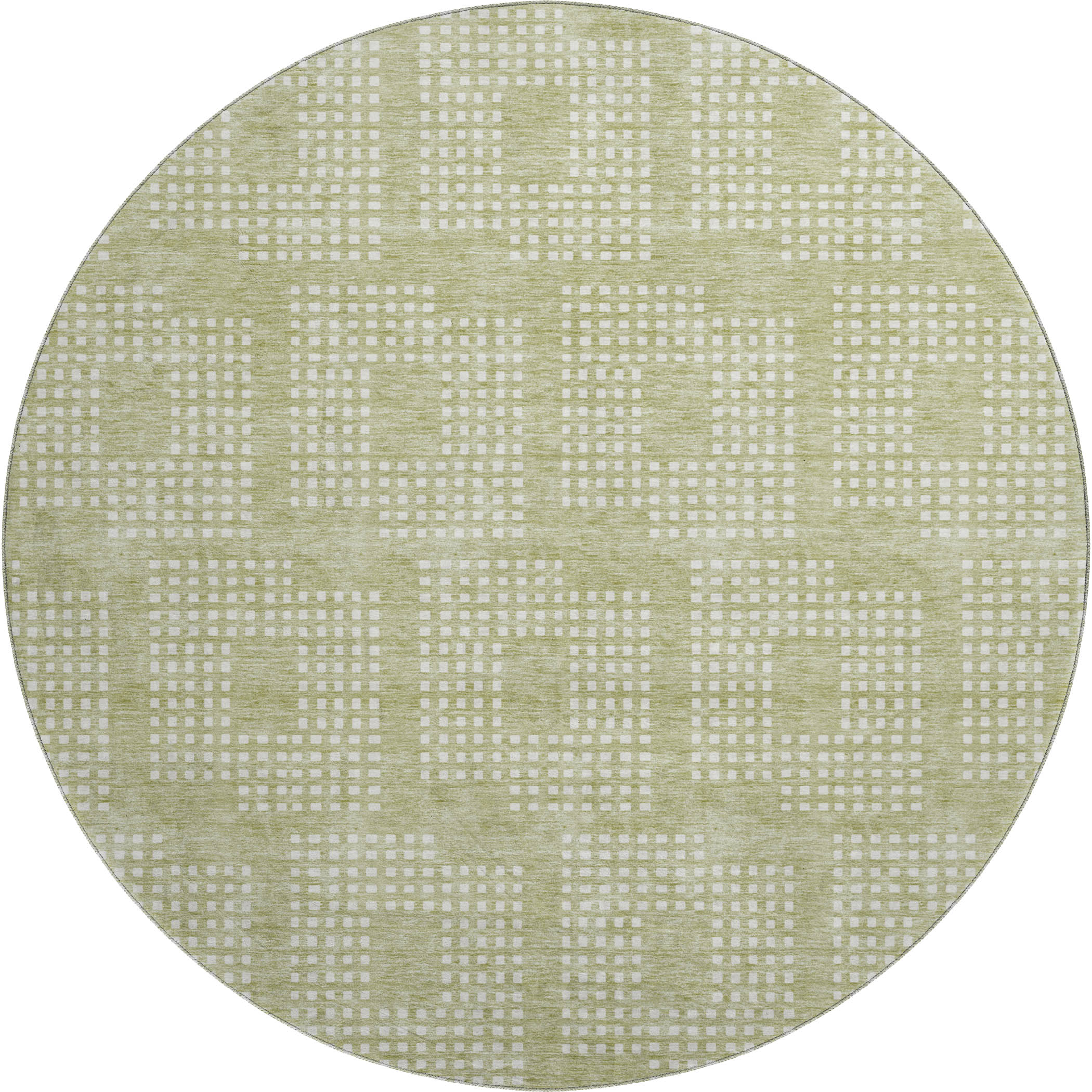 Valletta Machine Washable Transitional Aloe Green Rug 8' x 8' #shape_Round