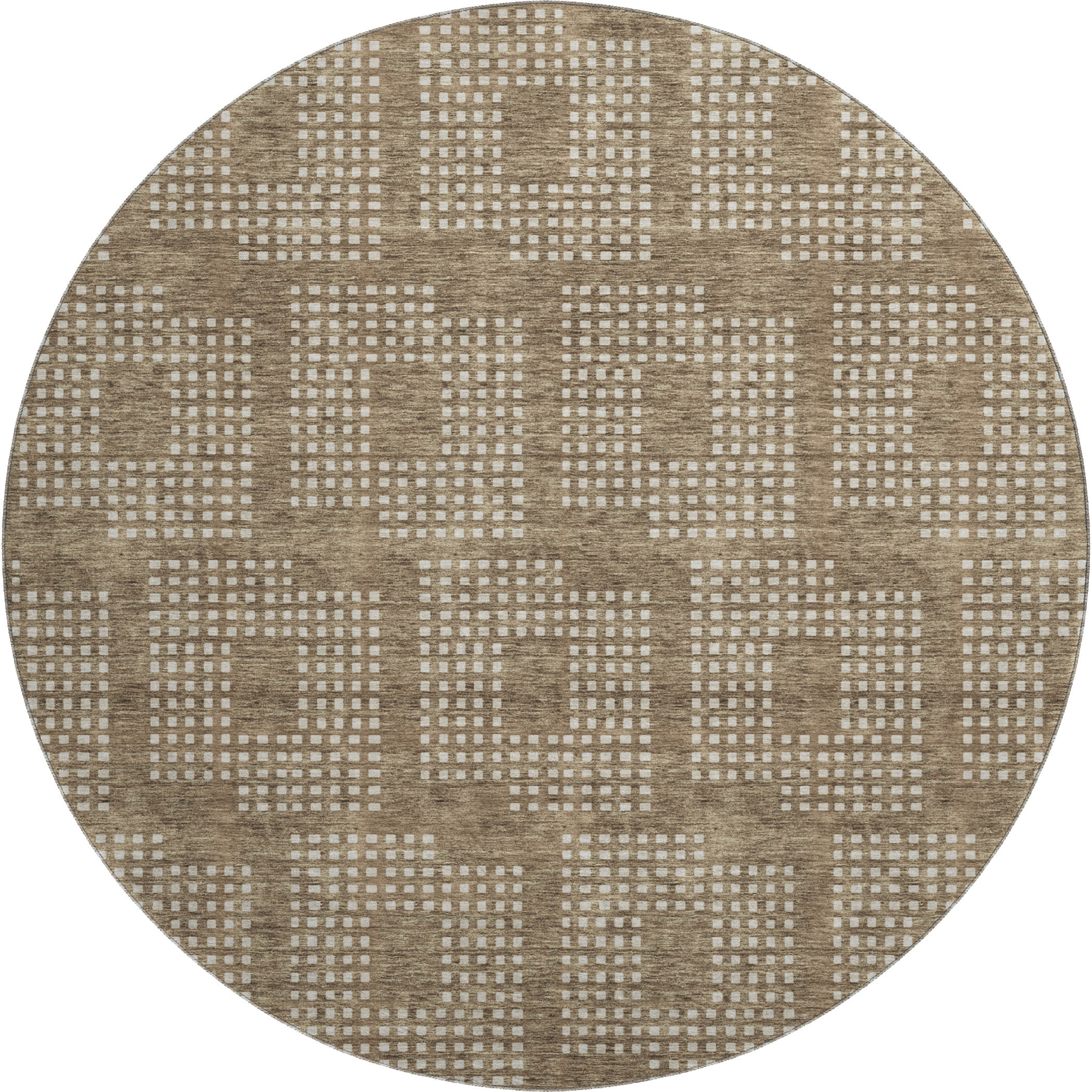 Valletta Machine Washable Transitional Brown Rug 8' x 8' #shape_Round