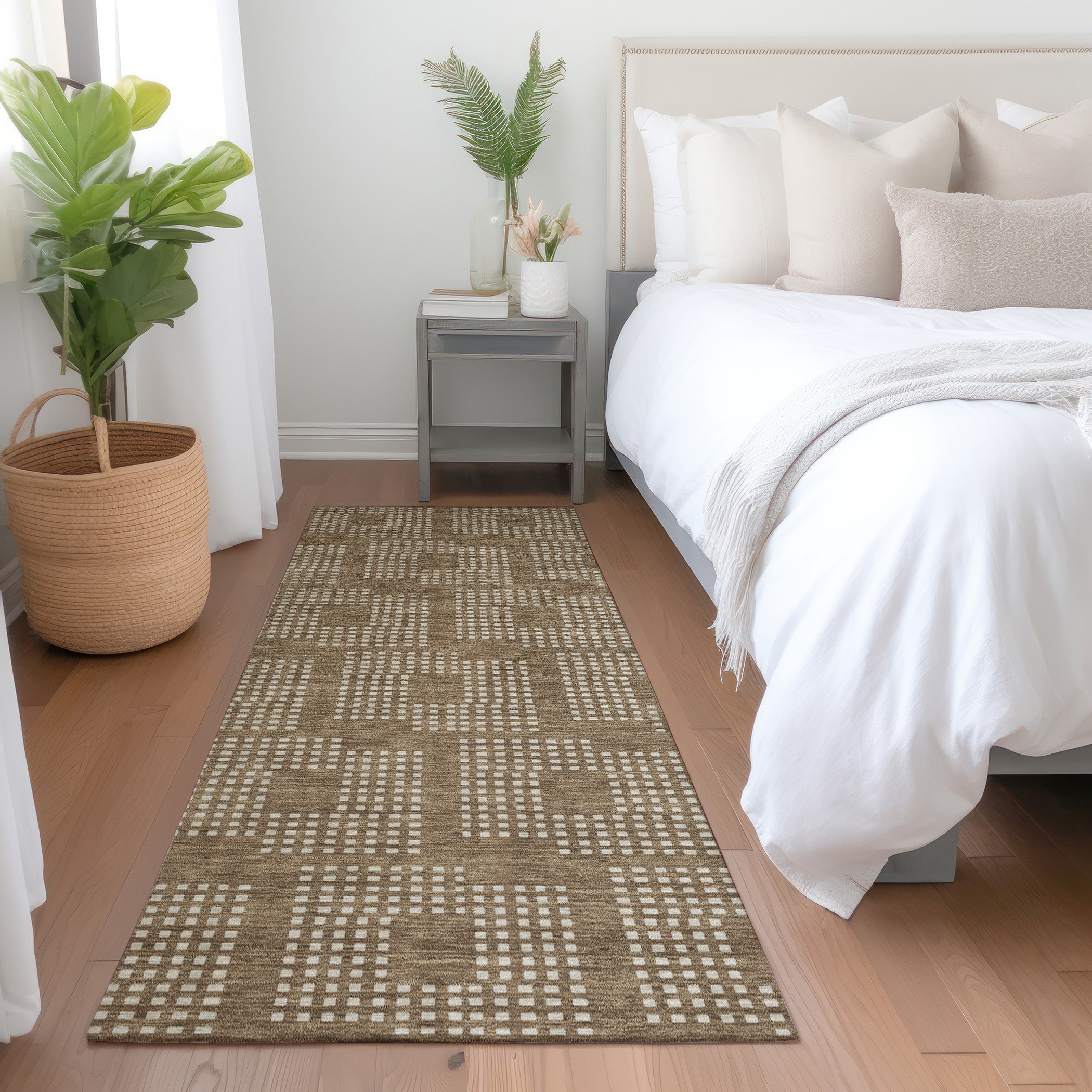 Valletta Machine Washable Transitional Brown Rug 2'3" x 7'6" #shape_Runner