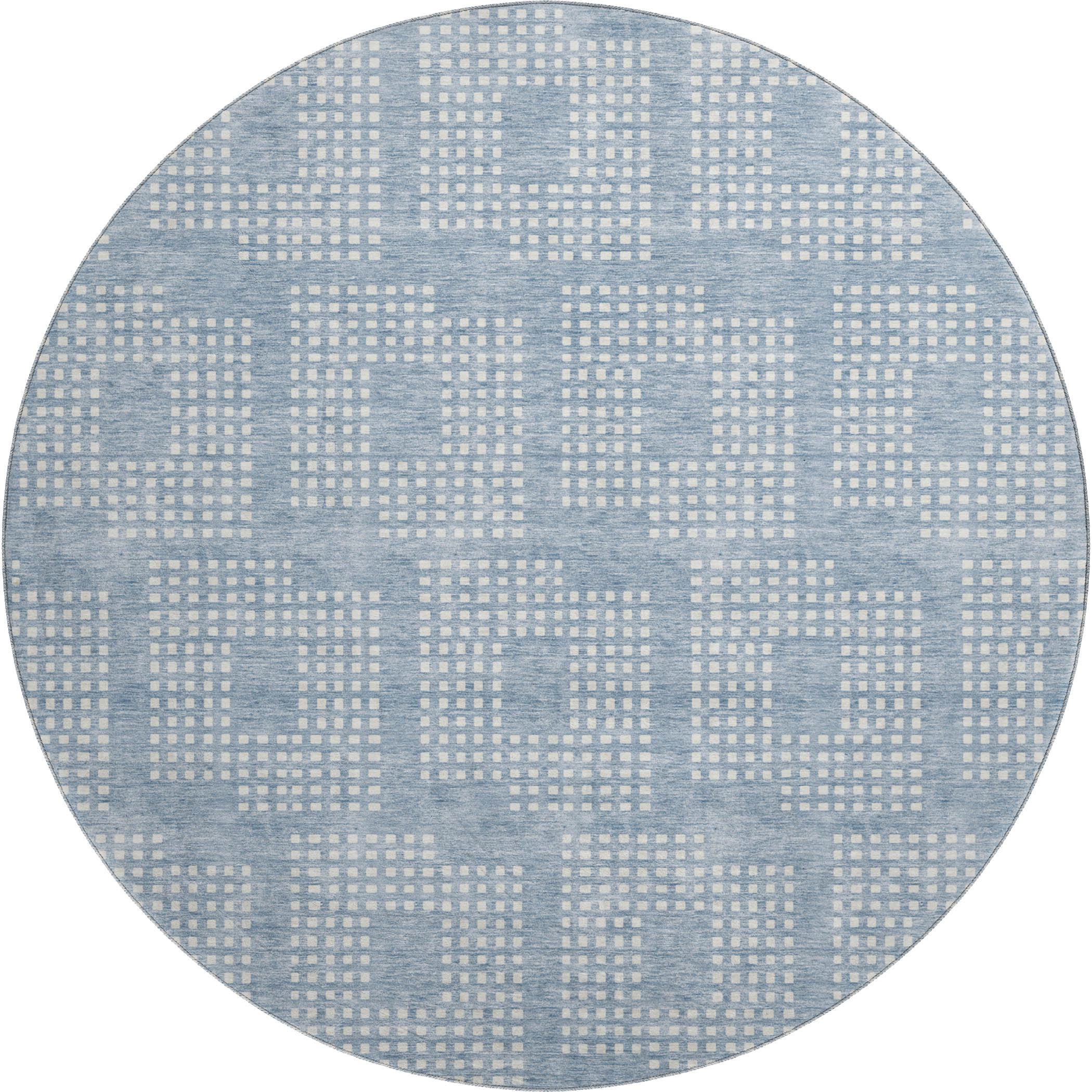 Valletta Machine Washable Transitional Sky Blue Rug 8' x 8' #shape_Round