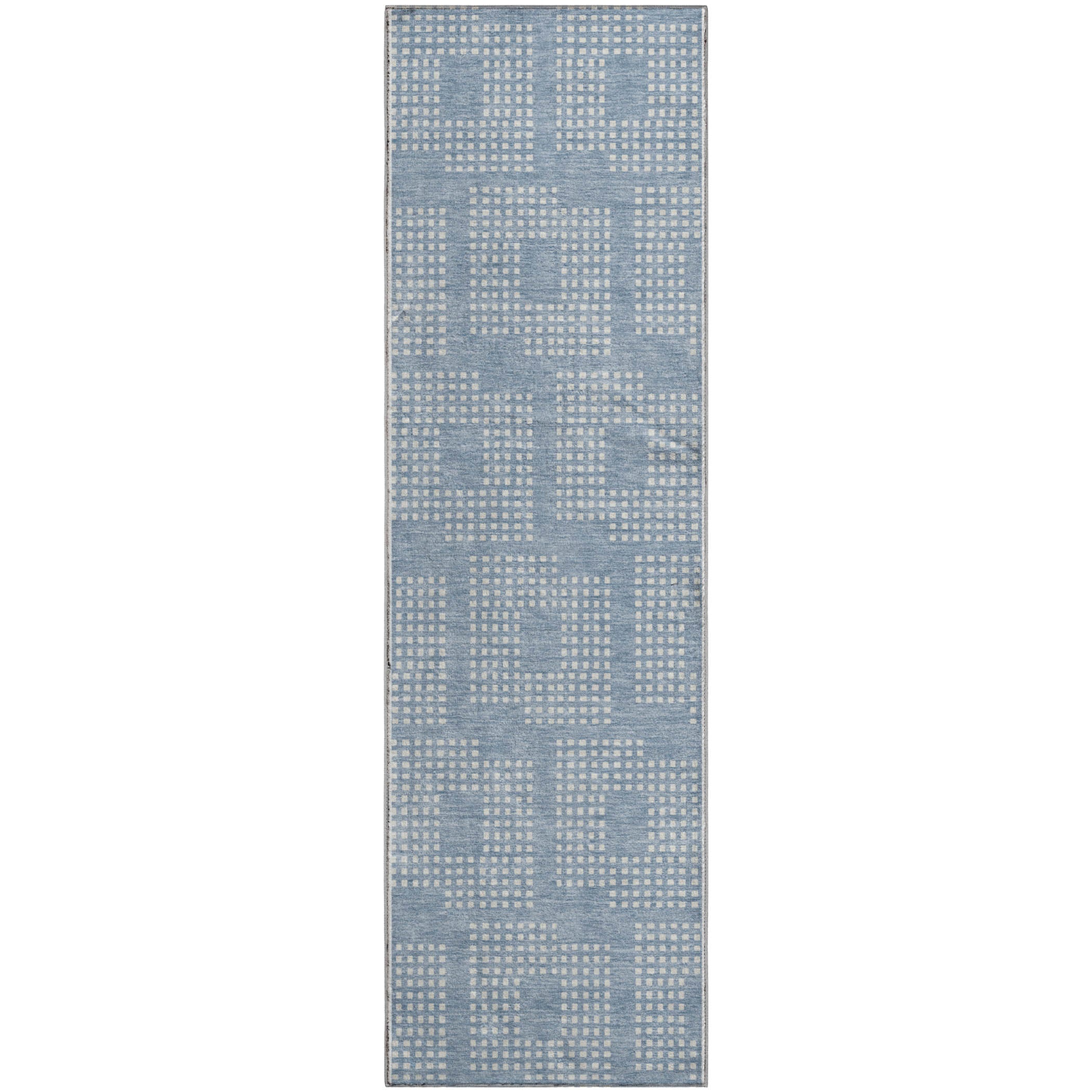 Valletta Machine Washable Transitional Sky Blue Rug 2'3" x 7'6" #shape_Runner