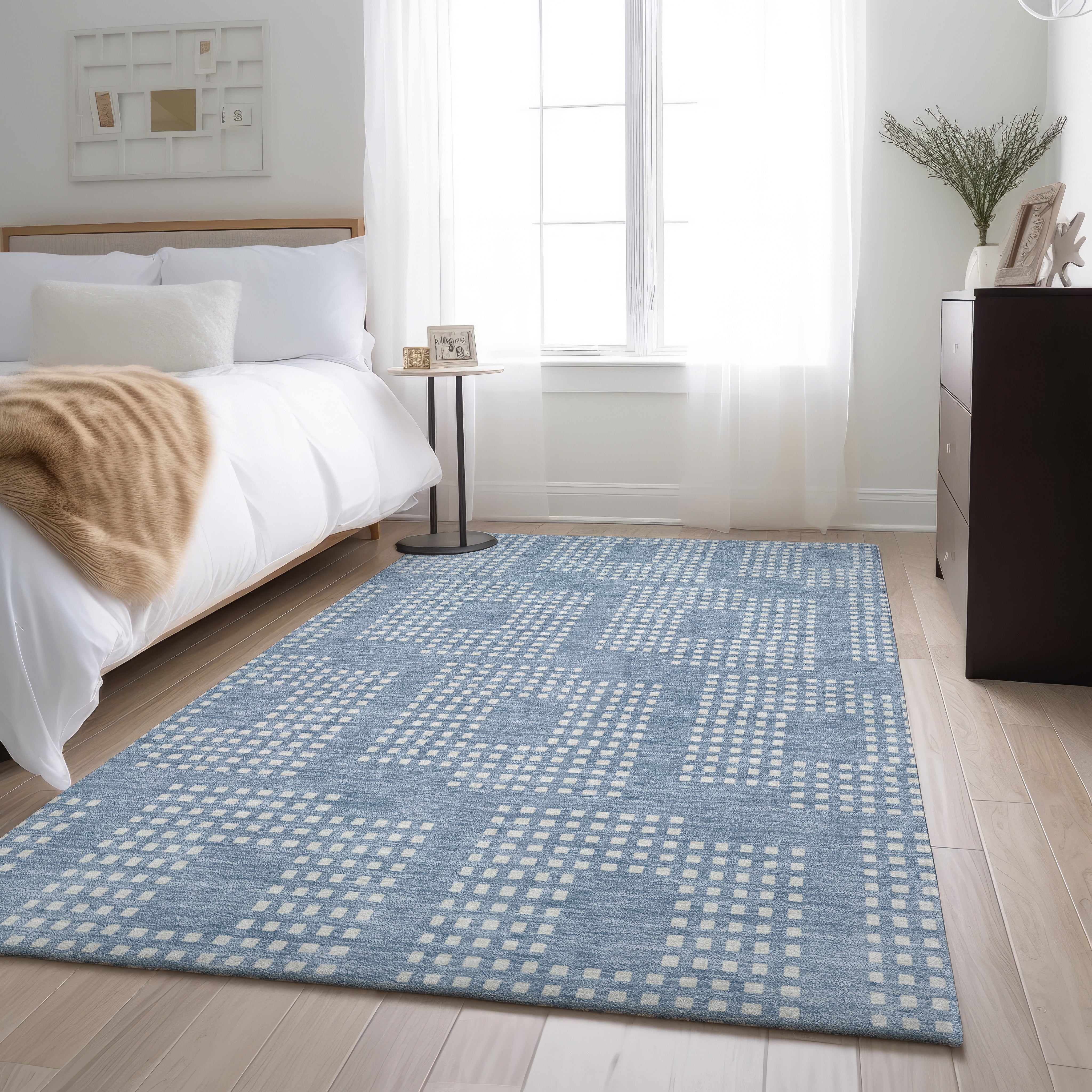 Valletta Machine Washable Transitional Sky Blue Rug 2'6" x 3'10" #shape_Rectangle