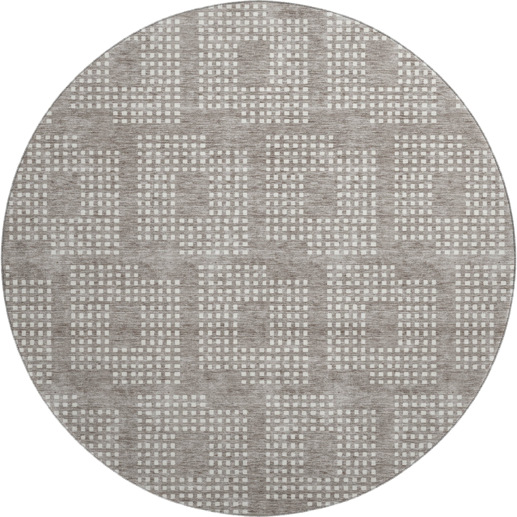 Valletta Machine Washable Transitional Taupe Brown Rug 8' x 8' #shape_Round