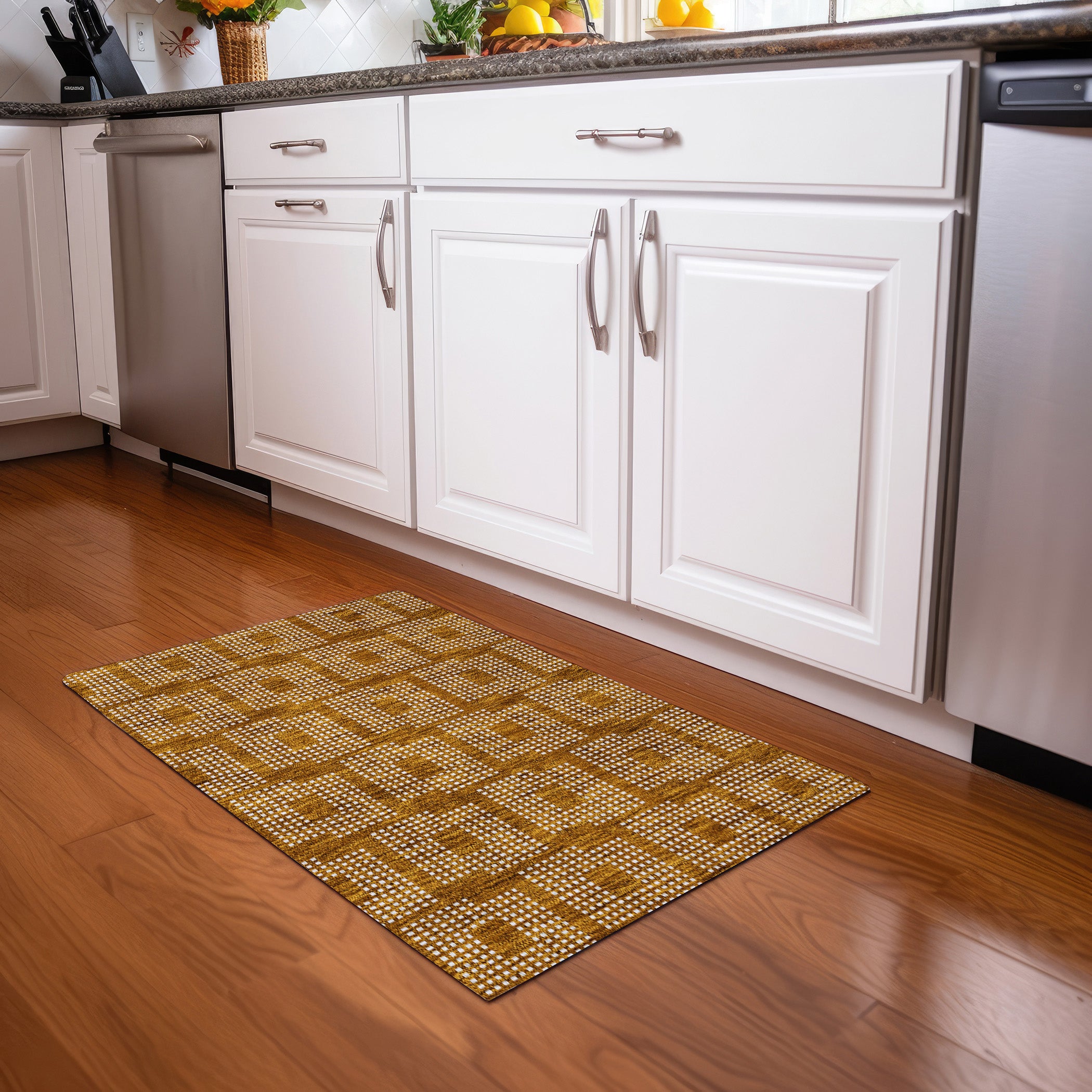 Valletta Machine Washable Transitional Terracotta Orange Rug 1'8" x 2'6" #shape_Rectangle
