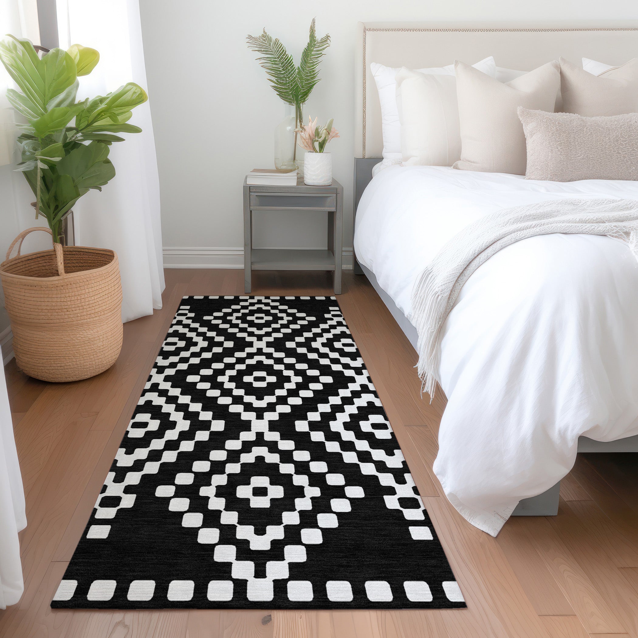 Reykjavik Machine Washable Transitional Black Rug 2'3" x 7'6" #shape_Runner