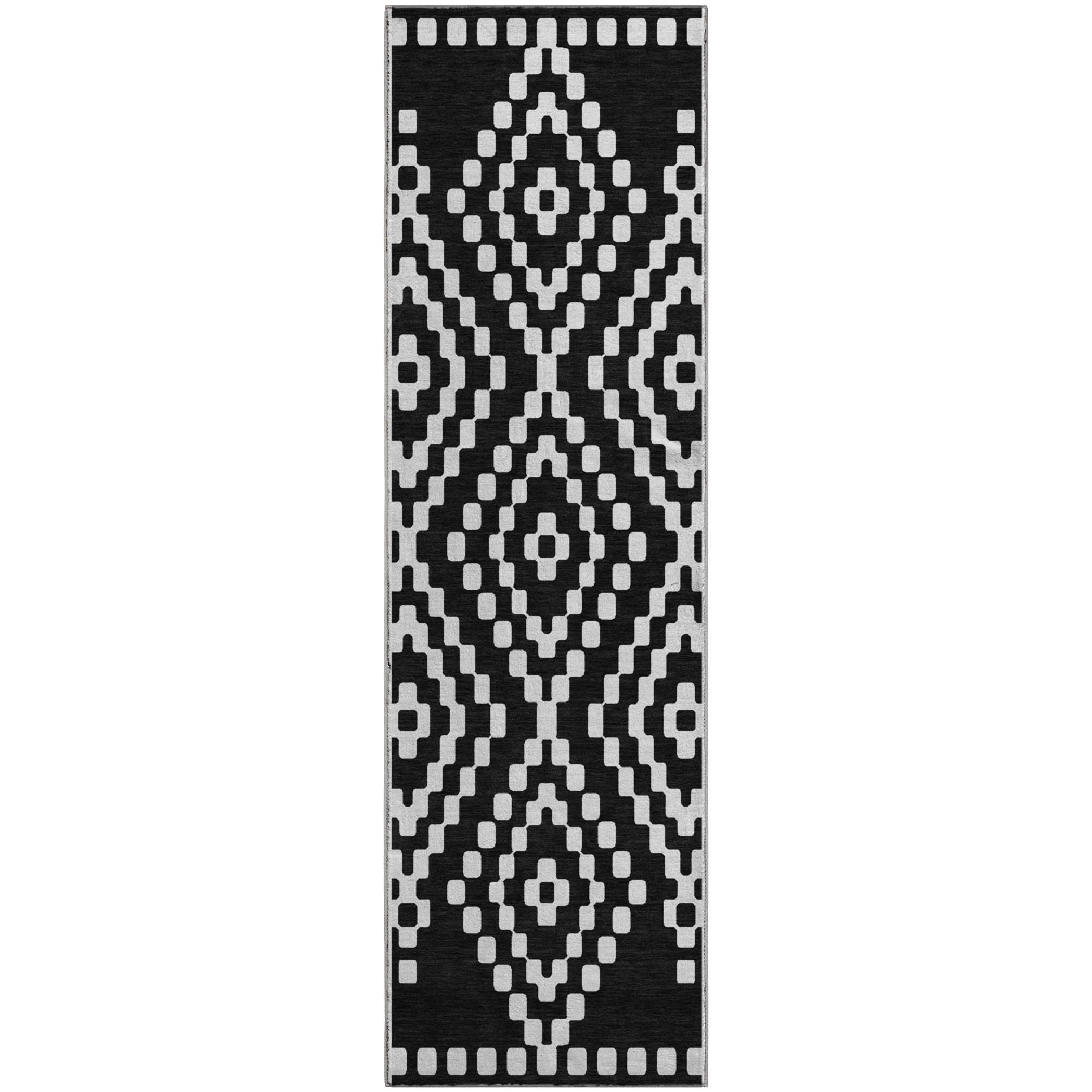 Reykjavik Machine Washable Transitional Black Rug 2'3" x 7'6" #shape_Runner