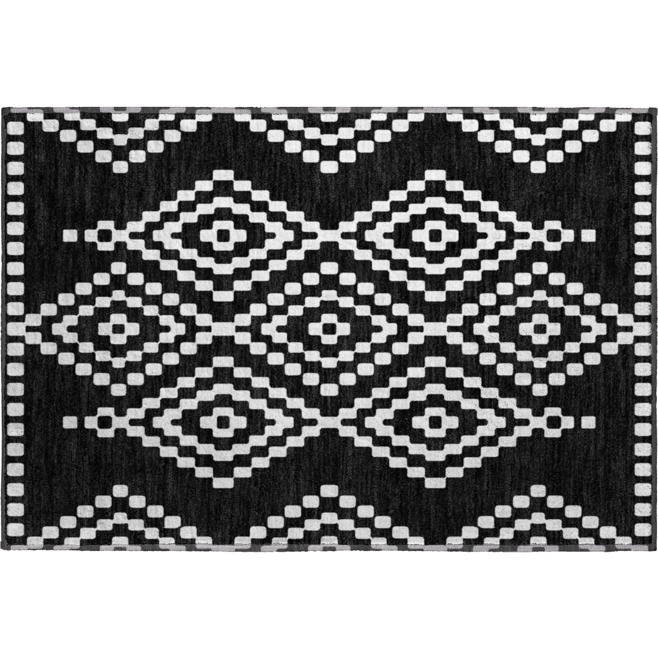Reykjavik Machine Washable Transitional Black Rug 1'8" x 2'6" #shape_Rectangle