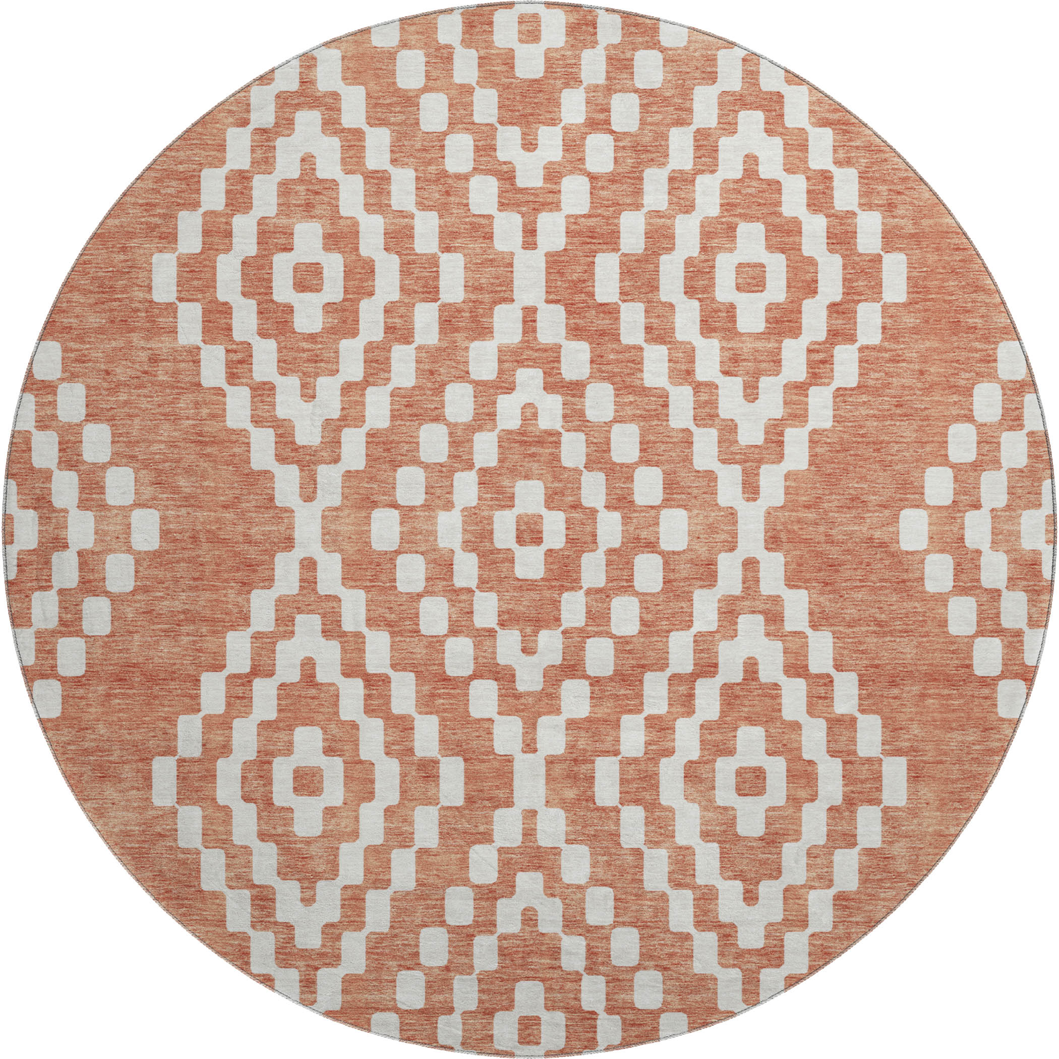 Reykjavik Machine Washable Transitional Salmon Orange Rug 8' x 8' #shape_Round