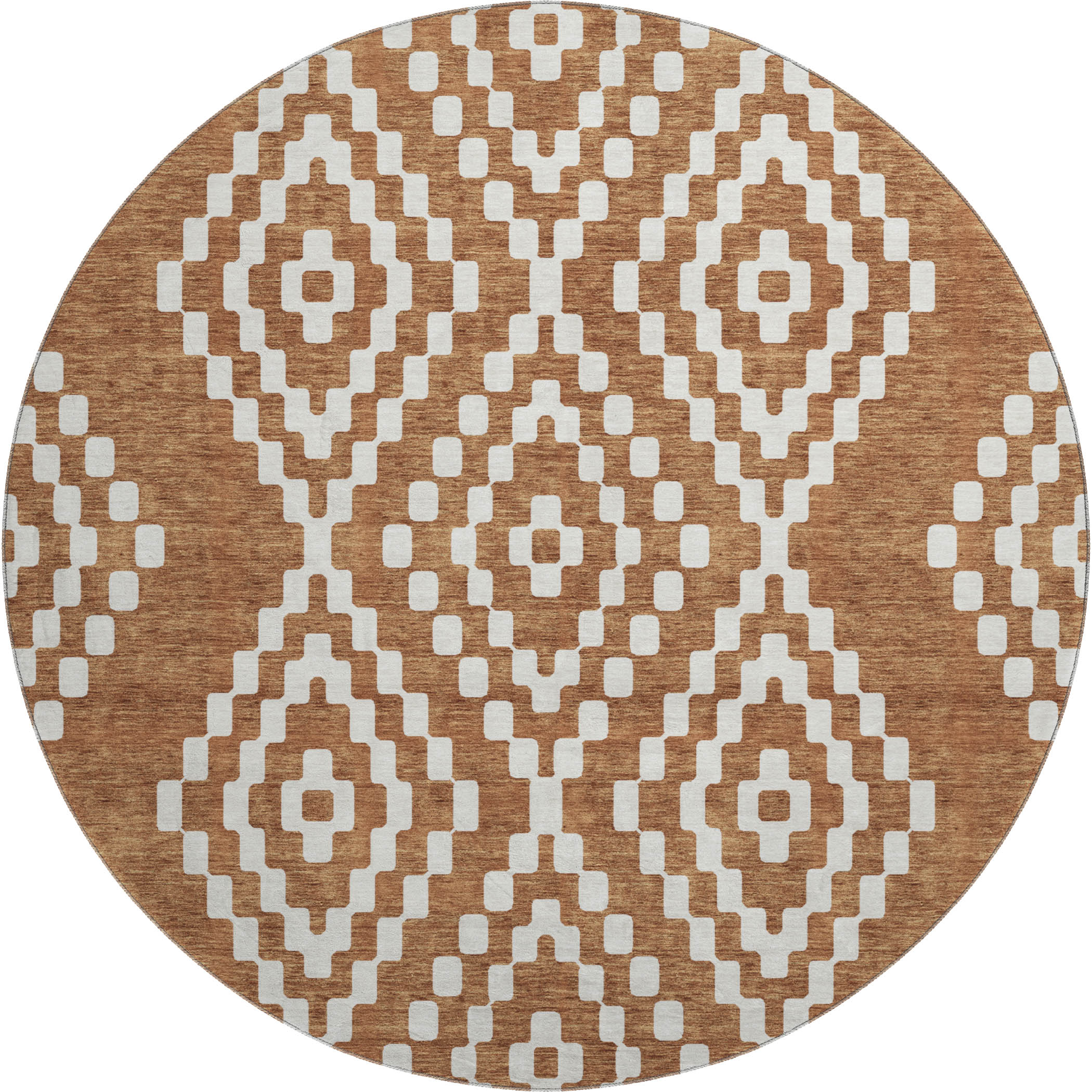 Reykjavik Machine Washable Transitional Terracotta Orange Rug 8' x 8' #shape_Round