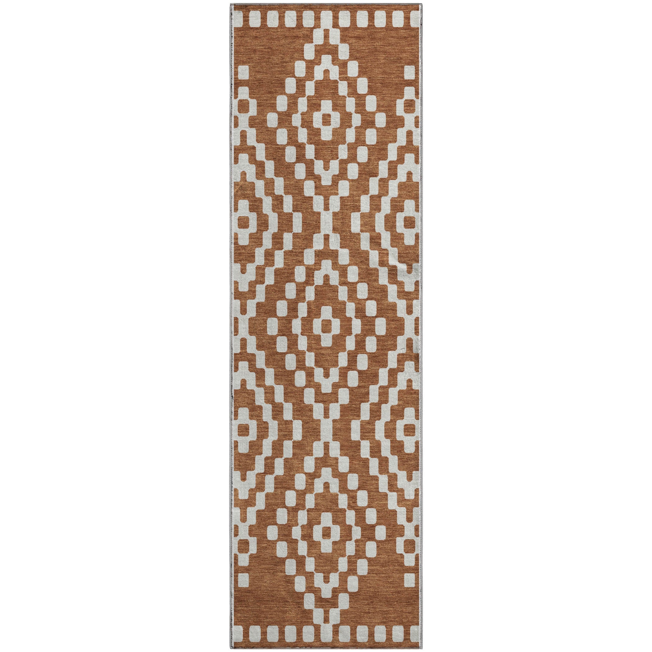 Reykjavik Machine Washable Transitional Terracotta Orange Rug 2'3" x 7'6" #shape_Runner