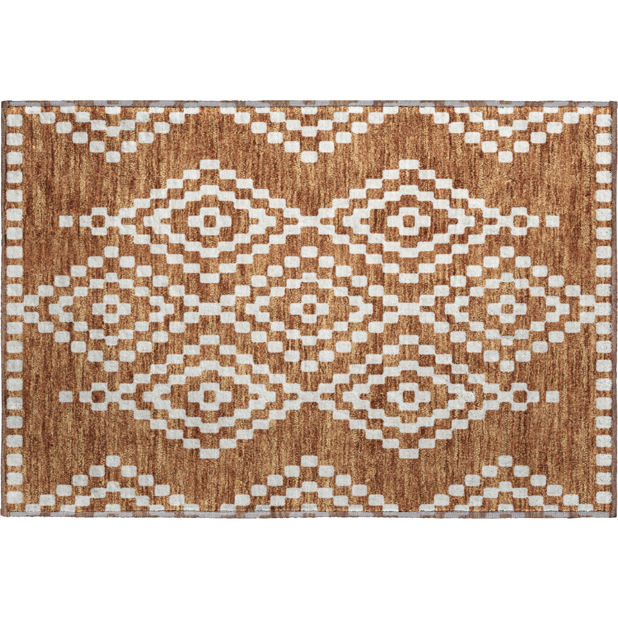 Reykjavik Machine Washable Transitional Terracotta Orange Rug 1'8" x 2'6" #shape_Rectangle