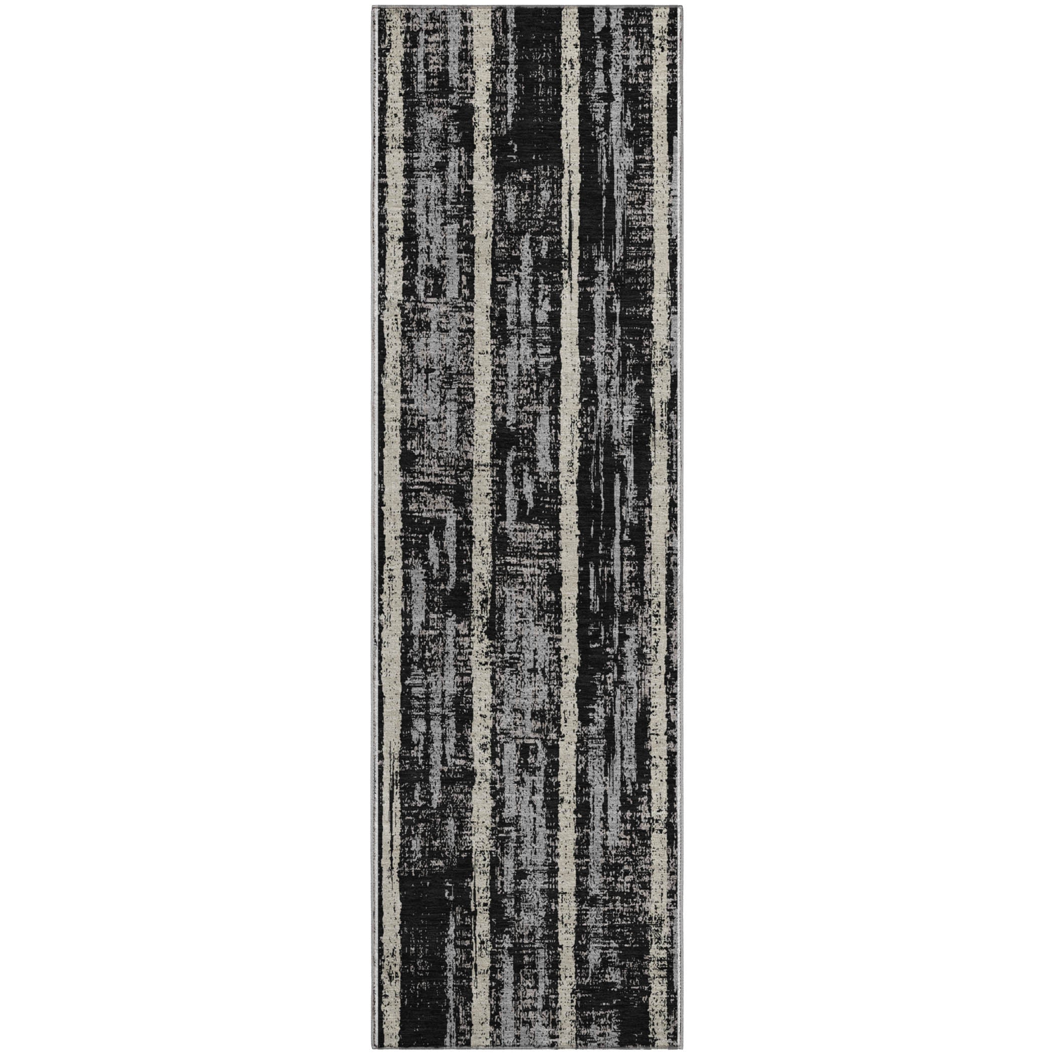 Seoul Machine Washable Transitional Black Rug 2'3" x 7'6" #shape_Runner