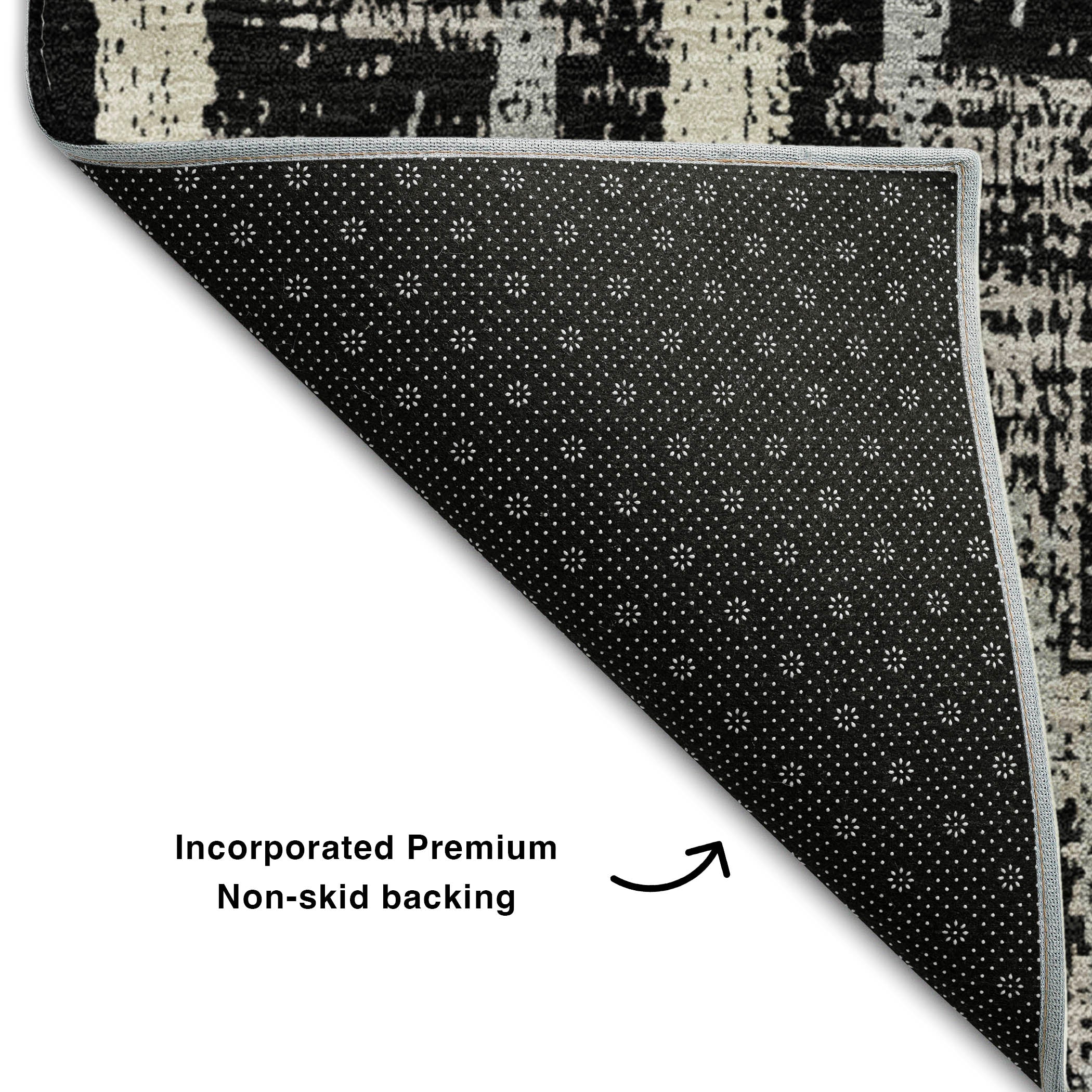 Seoul Machine Washable Transitional Black Rug 1'8" x 2'6" #shape_Rectangle