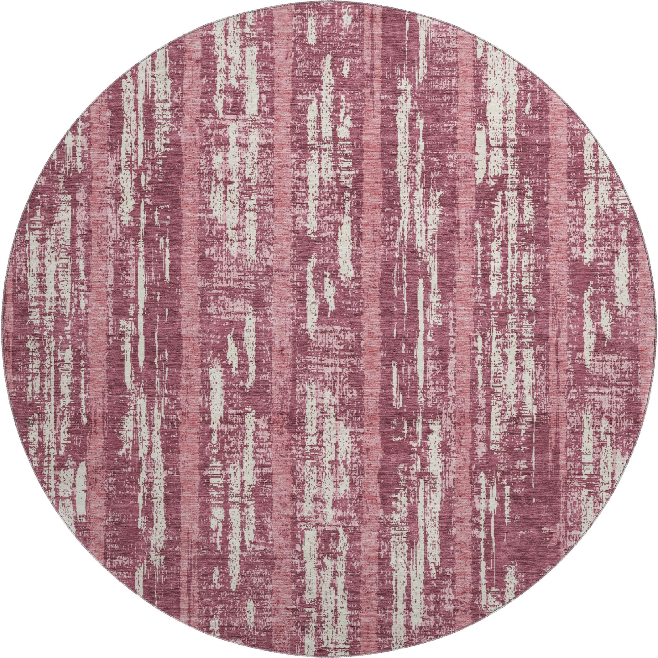 Seoul Machine Washable Transitional Blush Pink Rug 8' x 8' #shape_Round