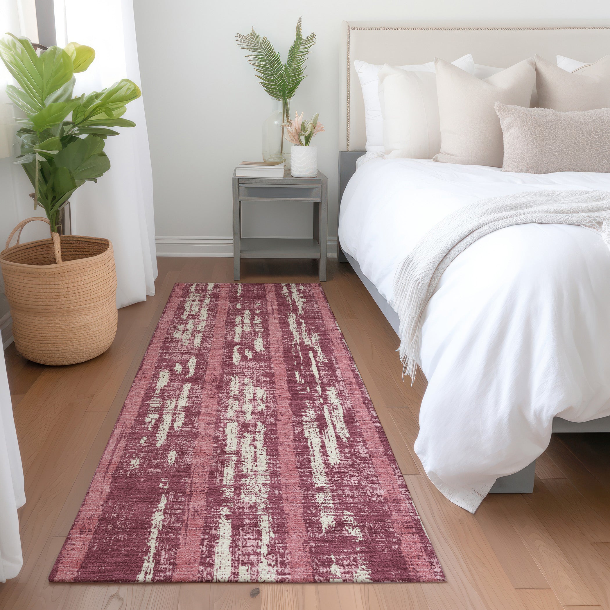 Seoul Machine Washable Transitional Blush Pink Rug 2'3" x 7'6" #shape_Runner