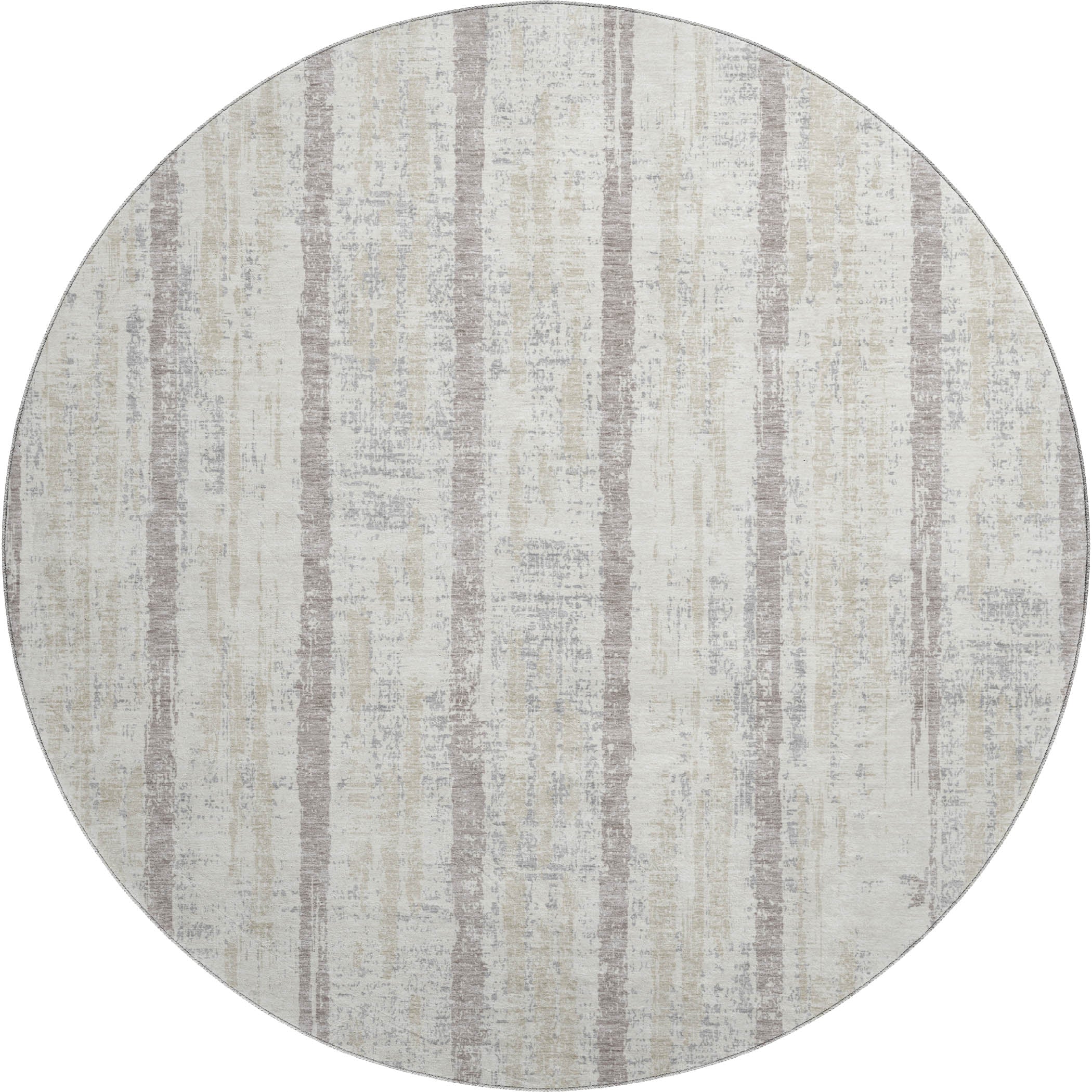 Seoul Machine Washable Transitional Ivory Rug 8' x 8' #shape_Round