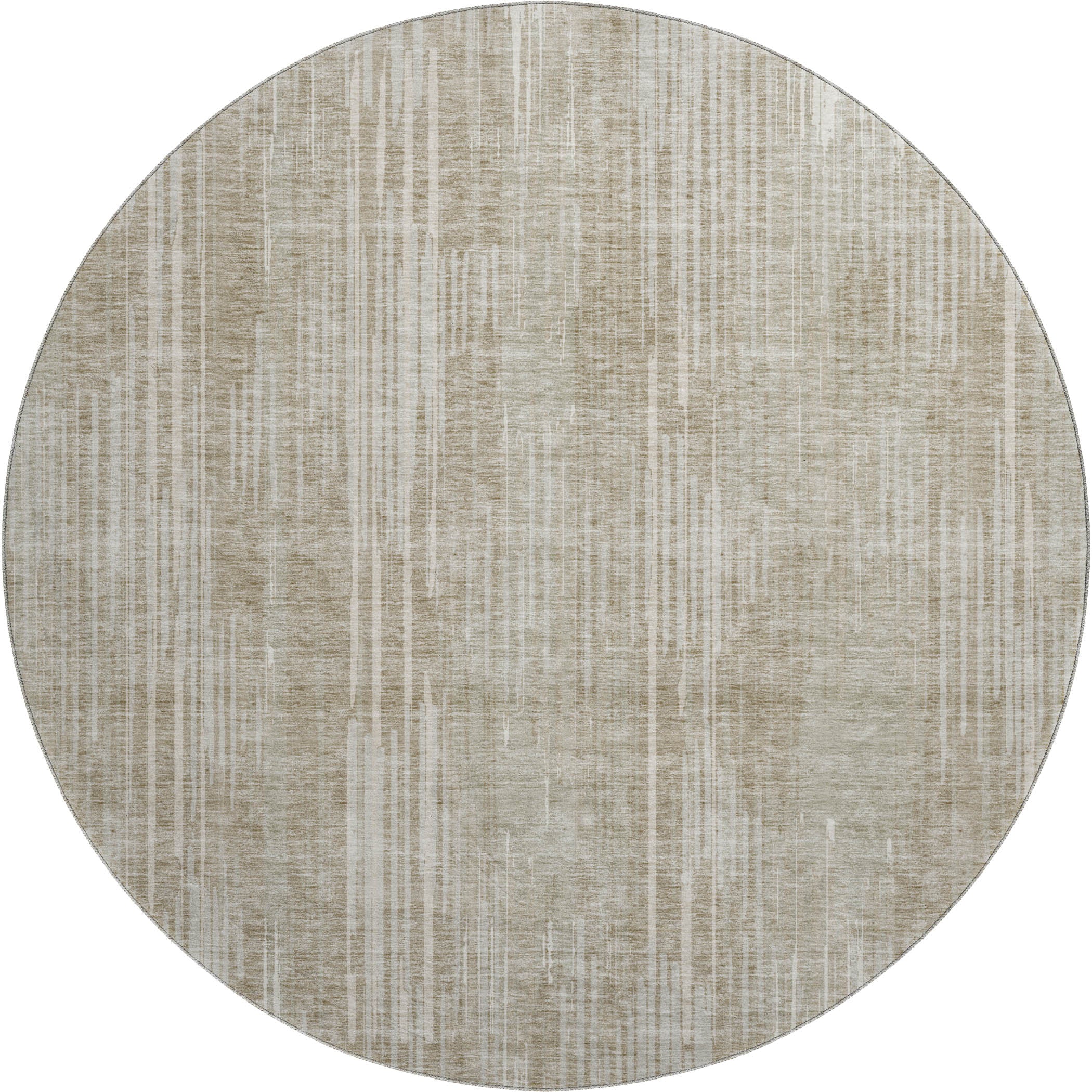 Antigua Machine Washable Transitional Beige Brown Rug 8' x 8' #shape_Round