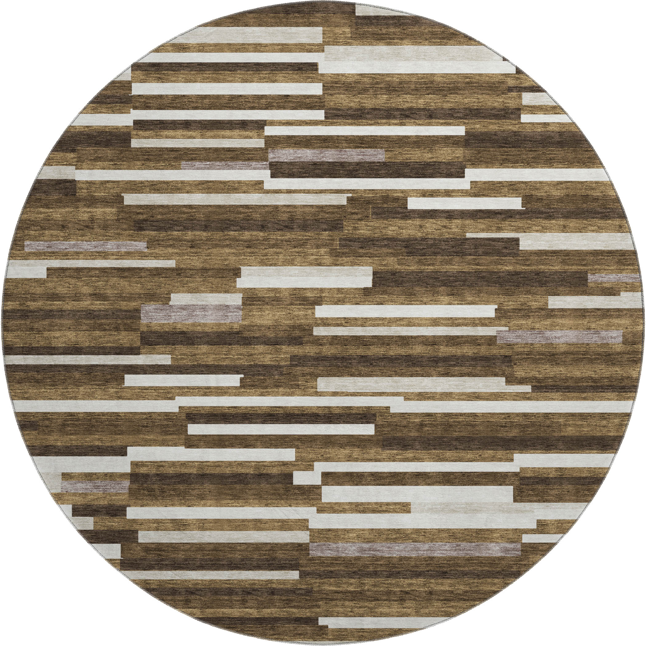 Cartagena Machine Washable Transitional Brown Rug 8' x 8' #shape_Round