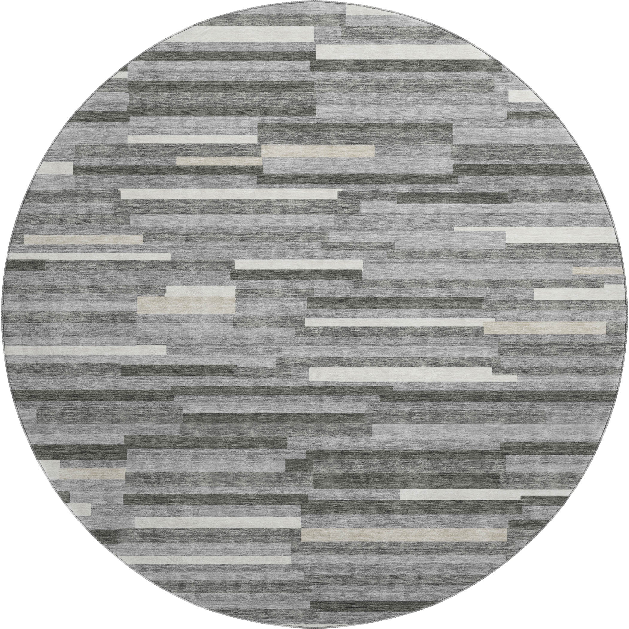 Cartagena Machine Washable Transitional Gray Rug 8' x 8' #shape_Round