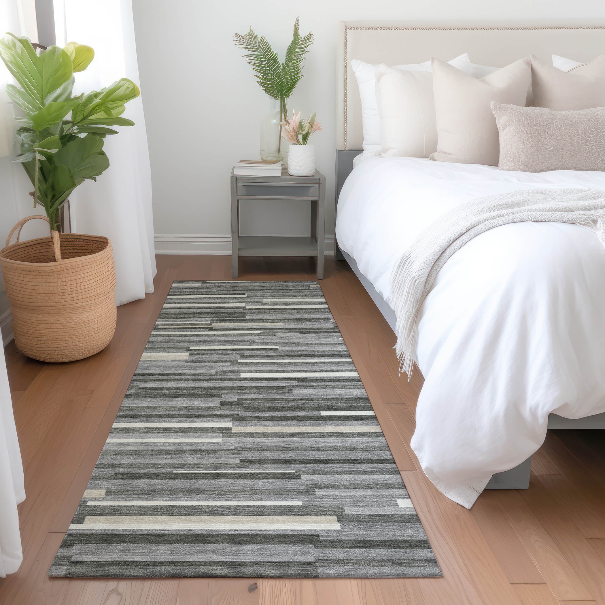 Cartagena Machine Washable Transitional Gray Rug 2'3" x 7'6" #shape_Runner