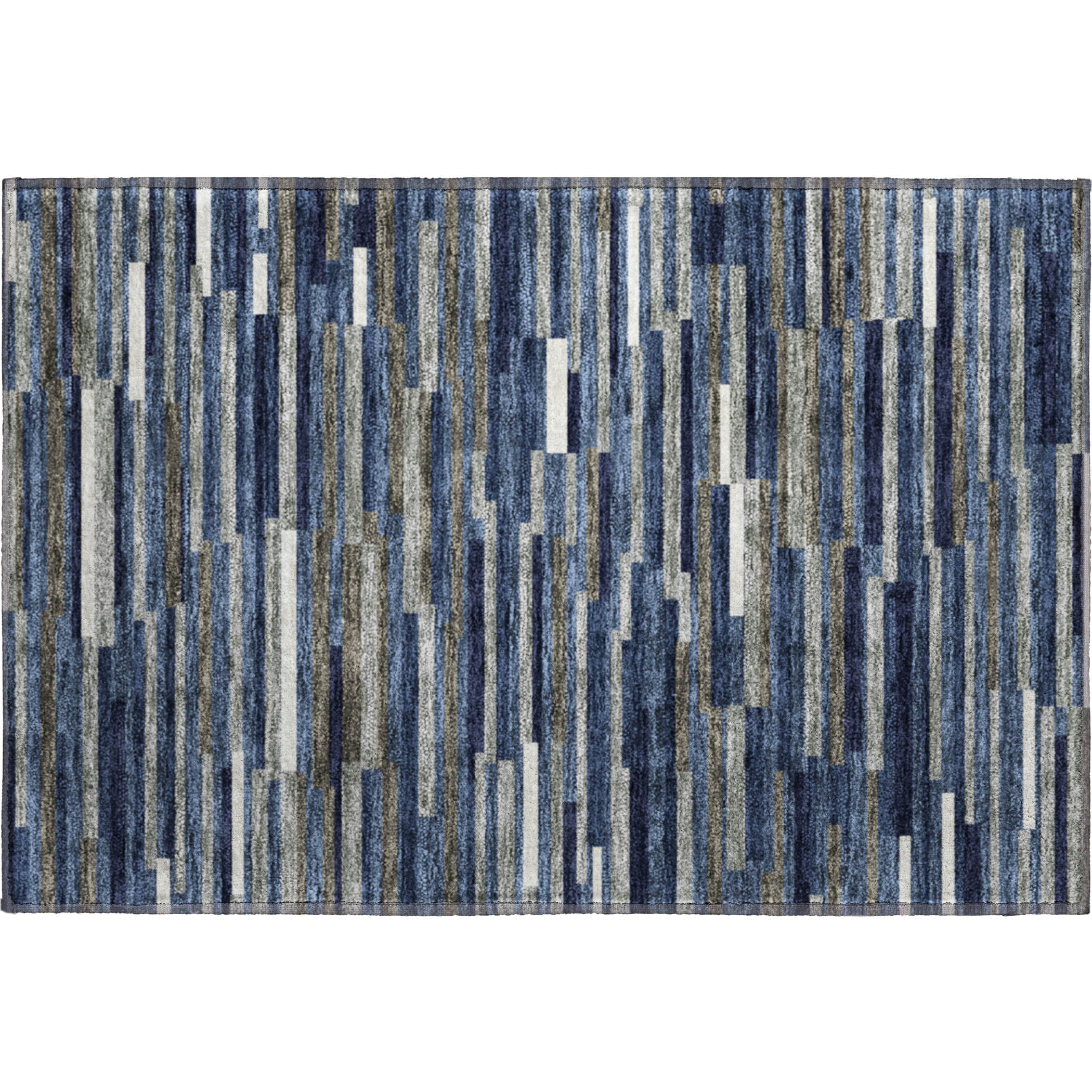 Cartagena Machine Washable Transitional Navy Blue Rug 1'8" x 2'6" #shape_Rectangle