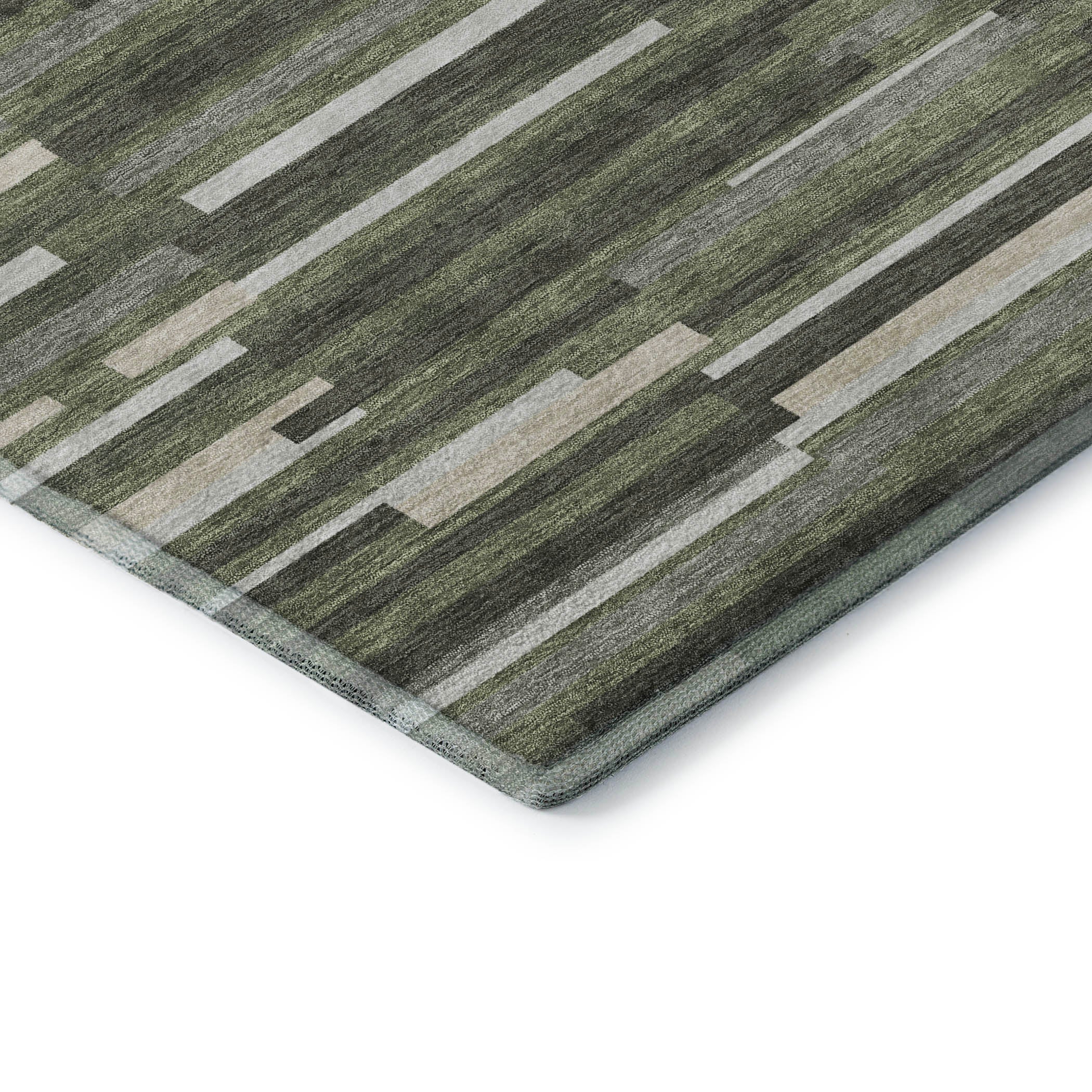 Cartagena Machine Washable Transitional Olive Green Rug 1'8" x 2'6" #shape_Rectangle