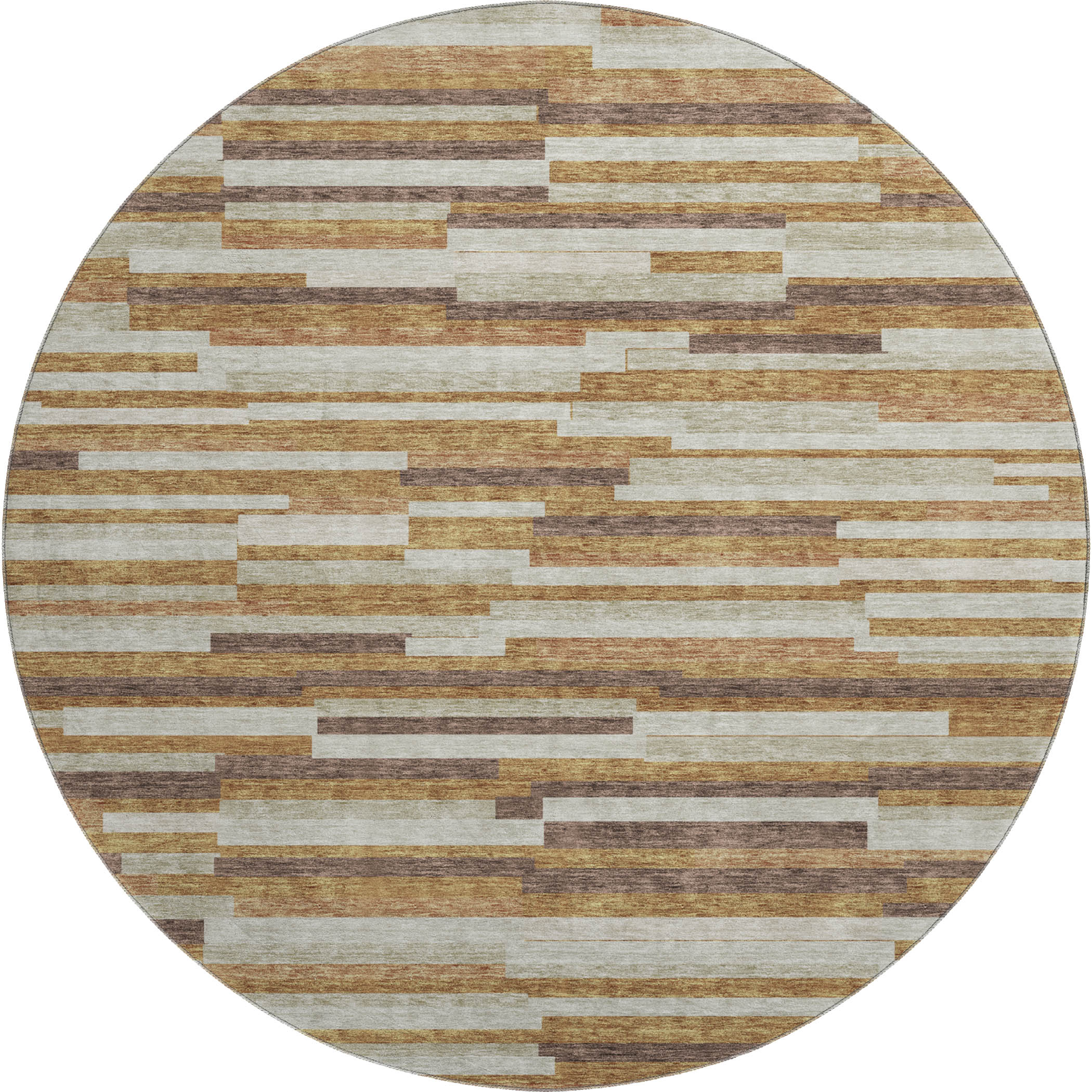 Cartagena Machine Washable Transitional Paprika Orange Rug 8' x 8' #shape_Round