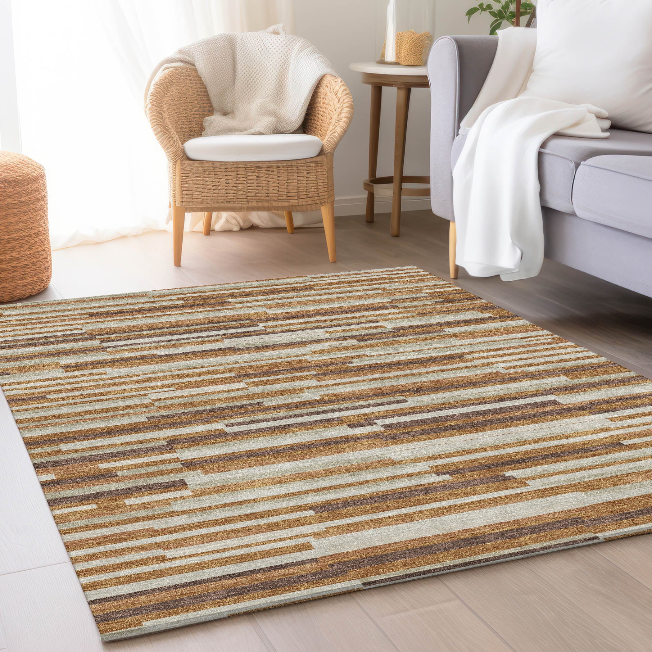 Cartagena Machine Washable Transitional Paprika Orange Rug 2'6" x 3'10" #shape_Rectangle