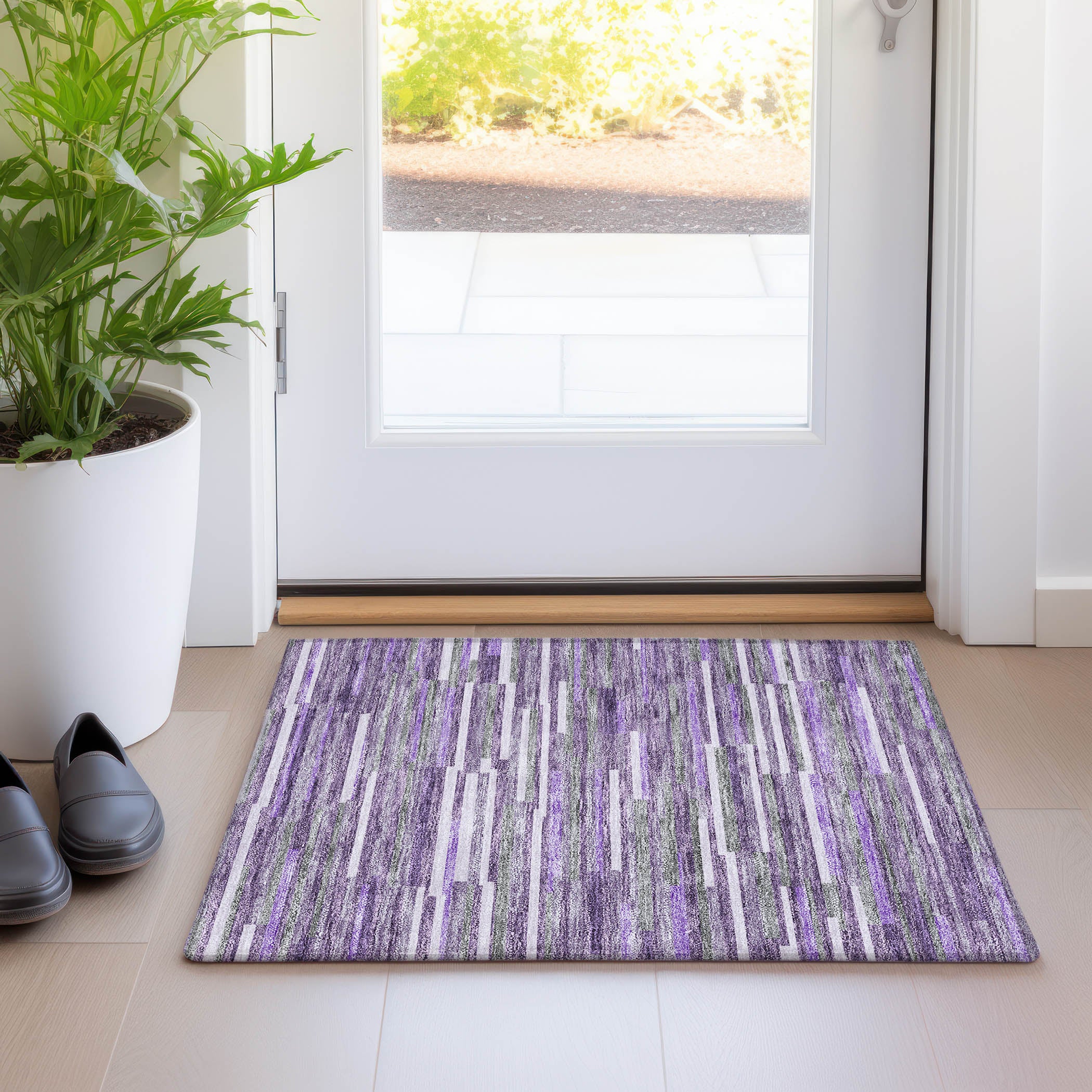 Cartagena Machine Washable Transitional Purple Rug 1'8" x 2'6" #shape_Rectangle