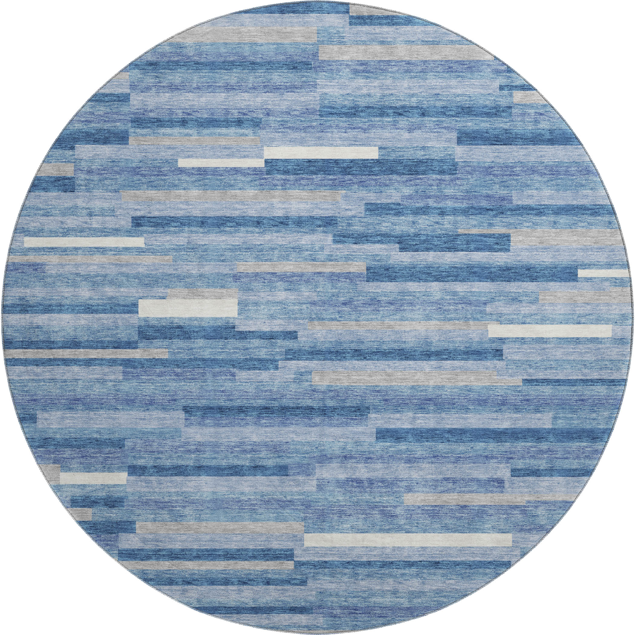 Cartagena Machine Washable Transitional Sky Blue Rug 8' x 8' #shape_Round